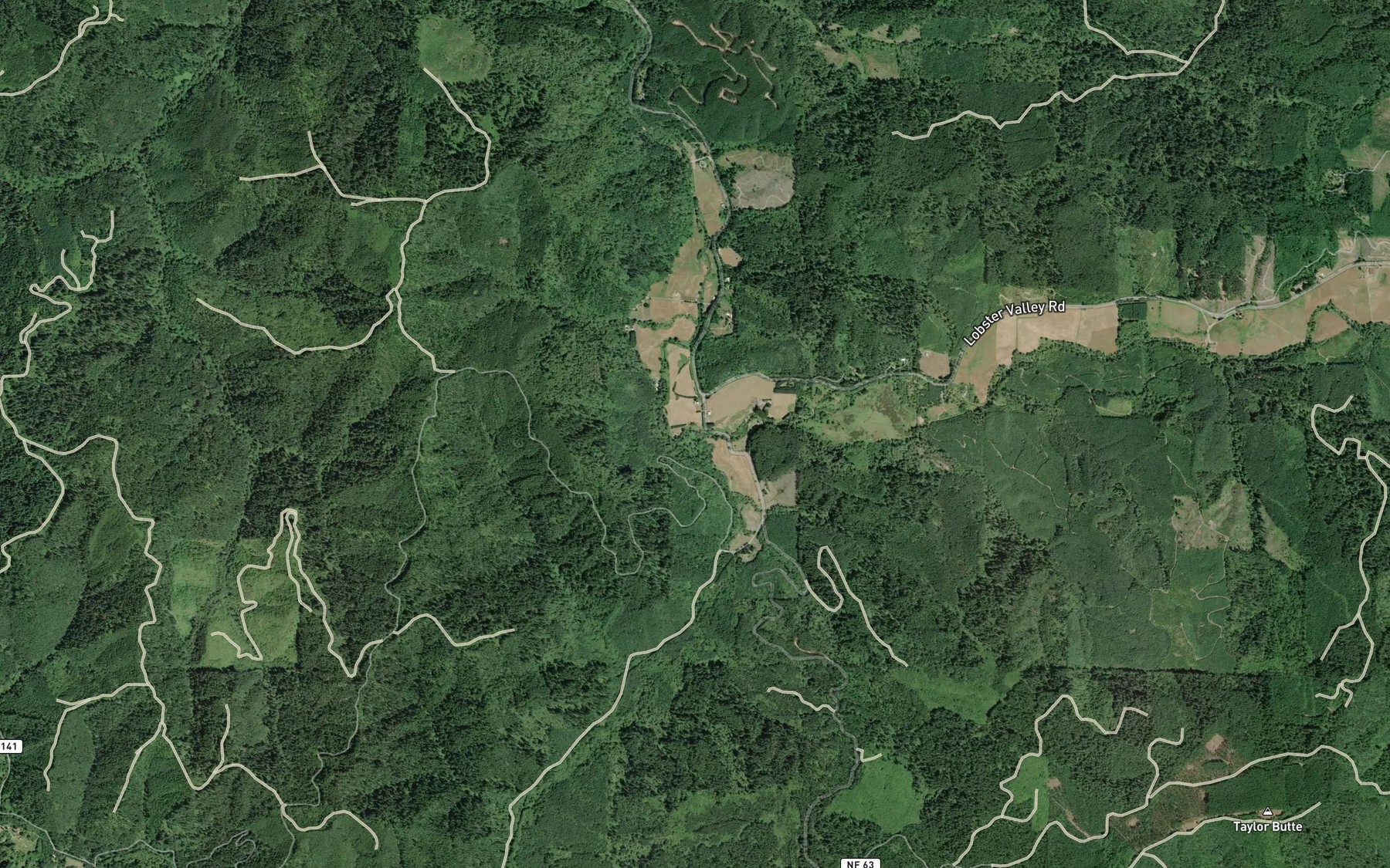 Satellite map of the Preacher Creek