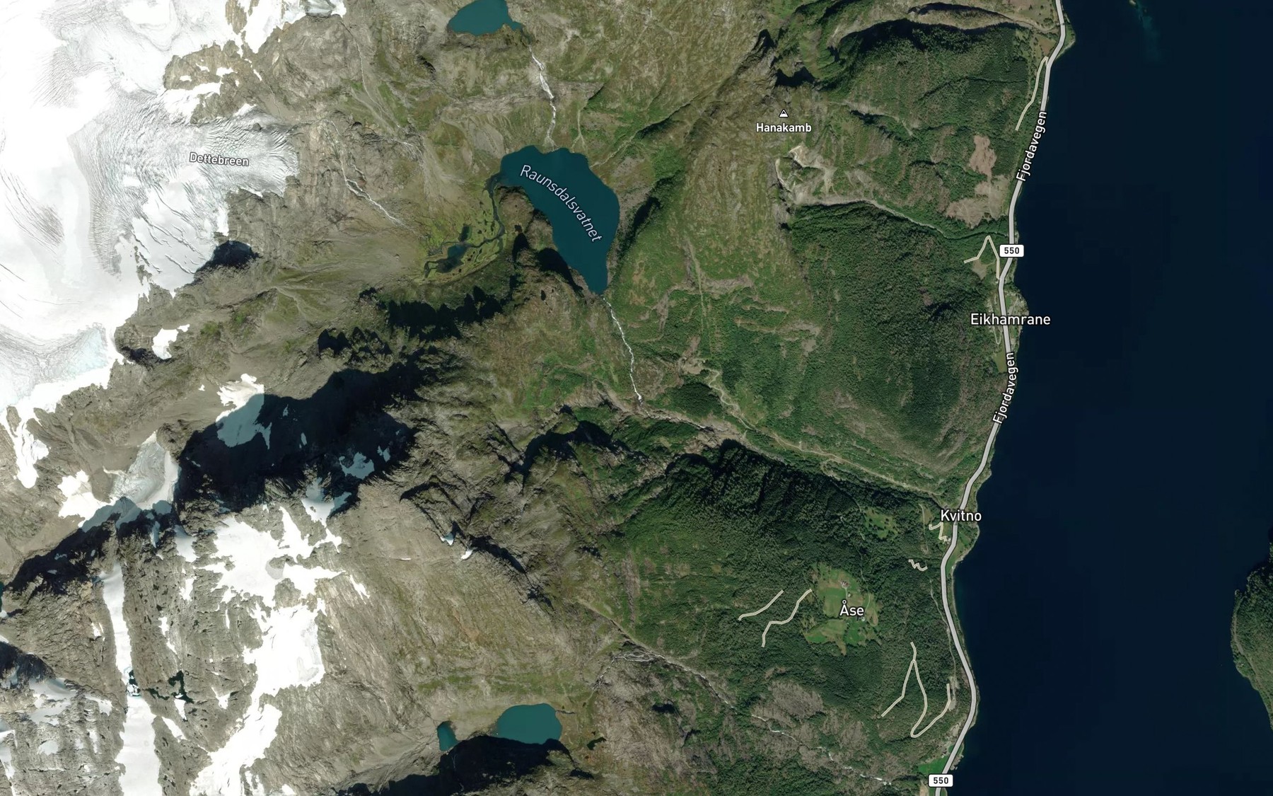 Satellite map of the Dettefoss