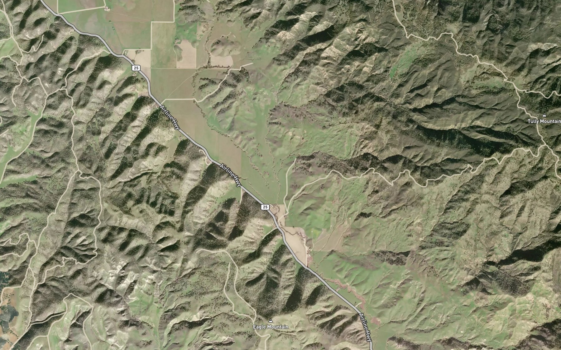 Satellite map of the Tully Creek