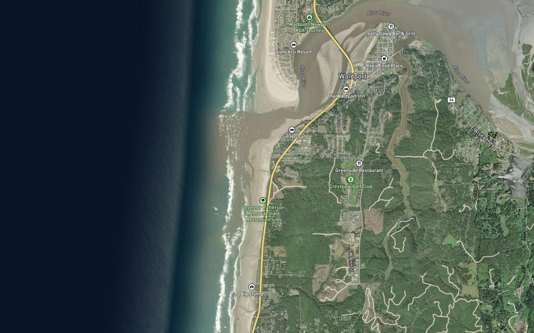 Satellite map of the Patterson Creek