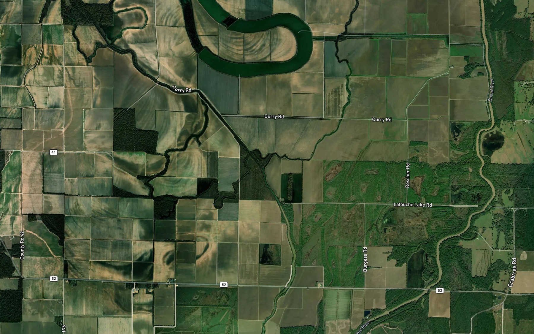 Satellite map of the Fleschmans Bayou