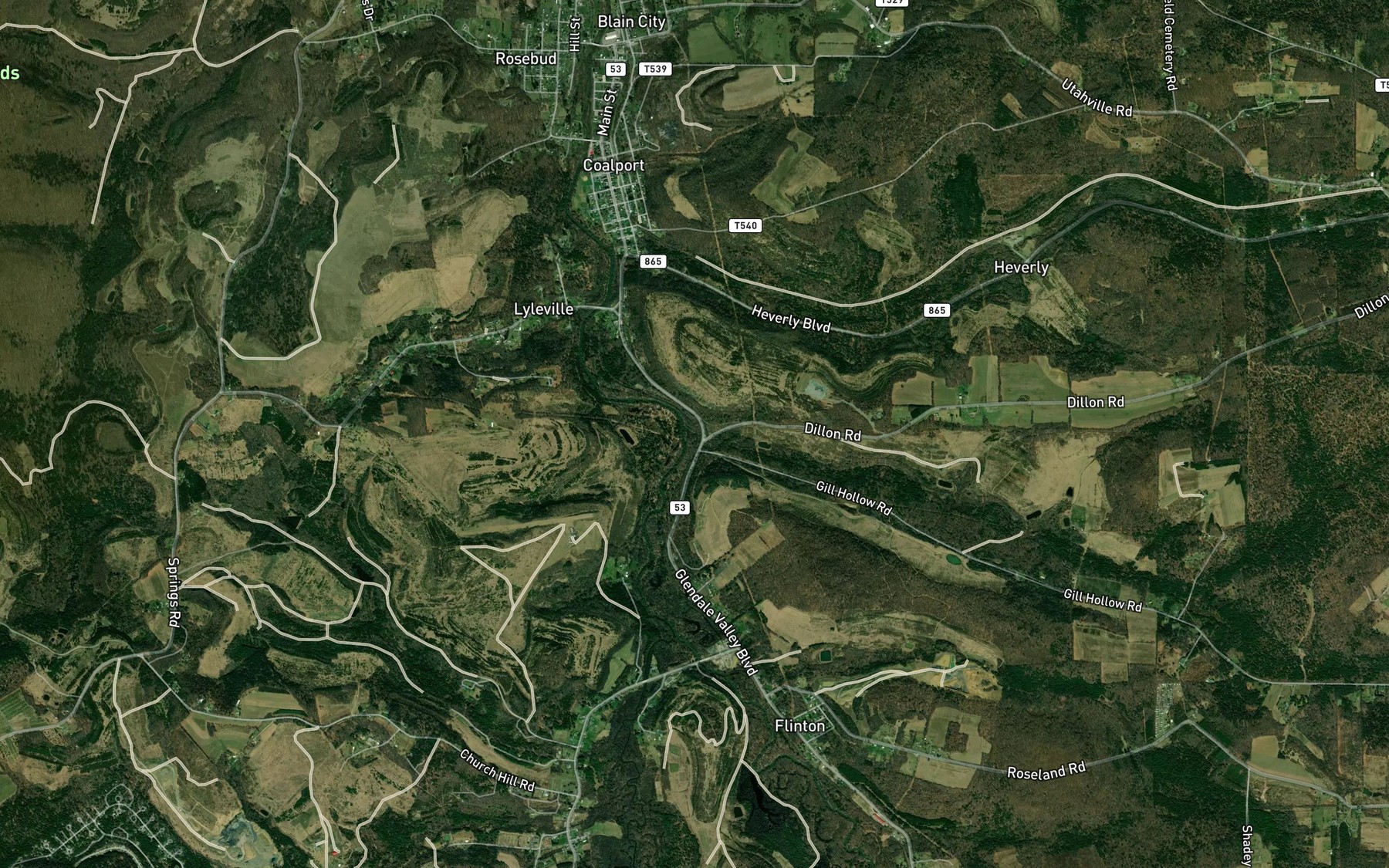 Satellite map of the Turner Run