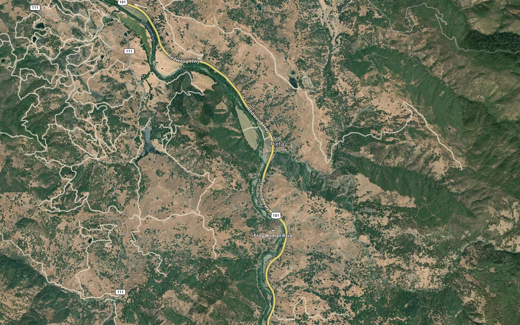 Satellite map of the Pieta Creek