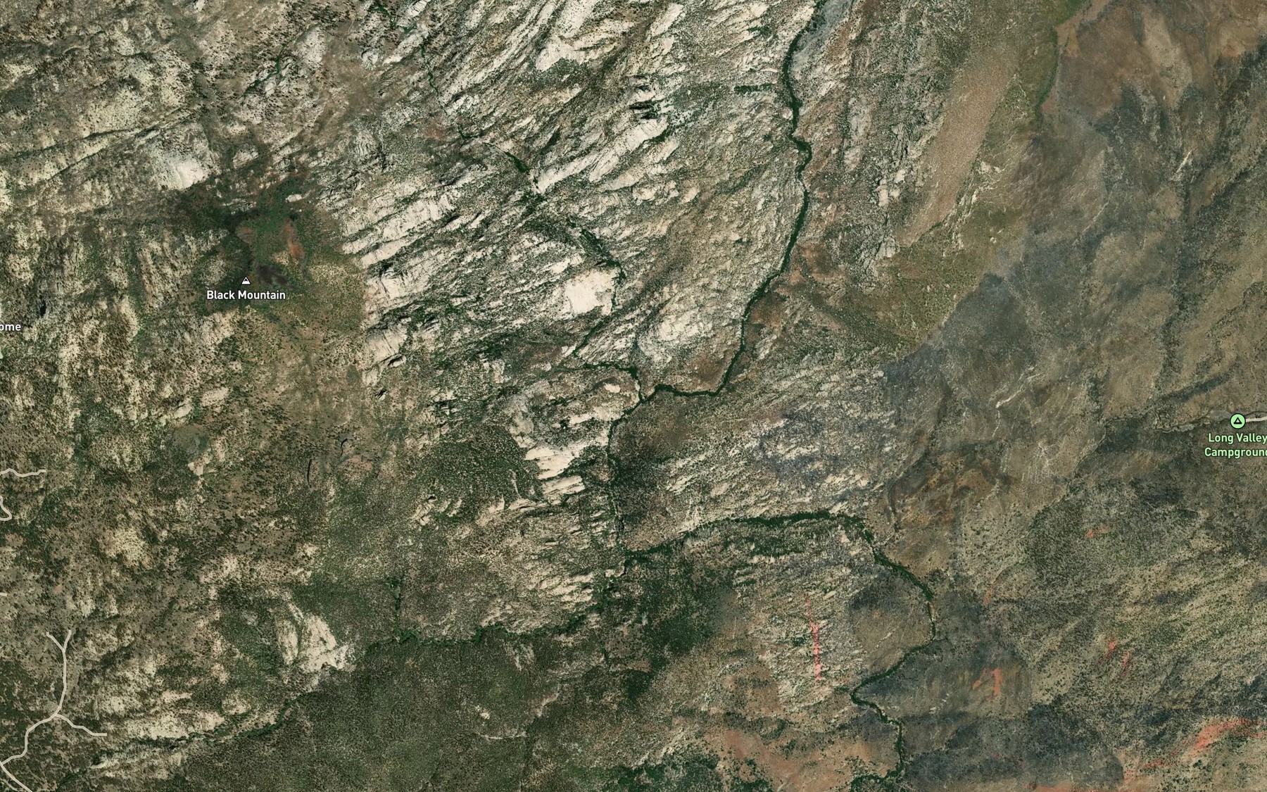 Satellite map of the Manter Creek