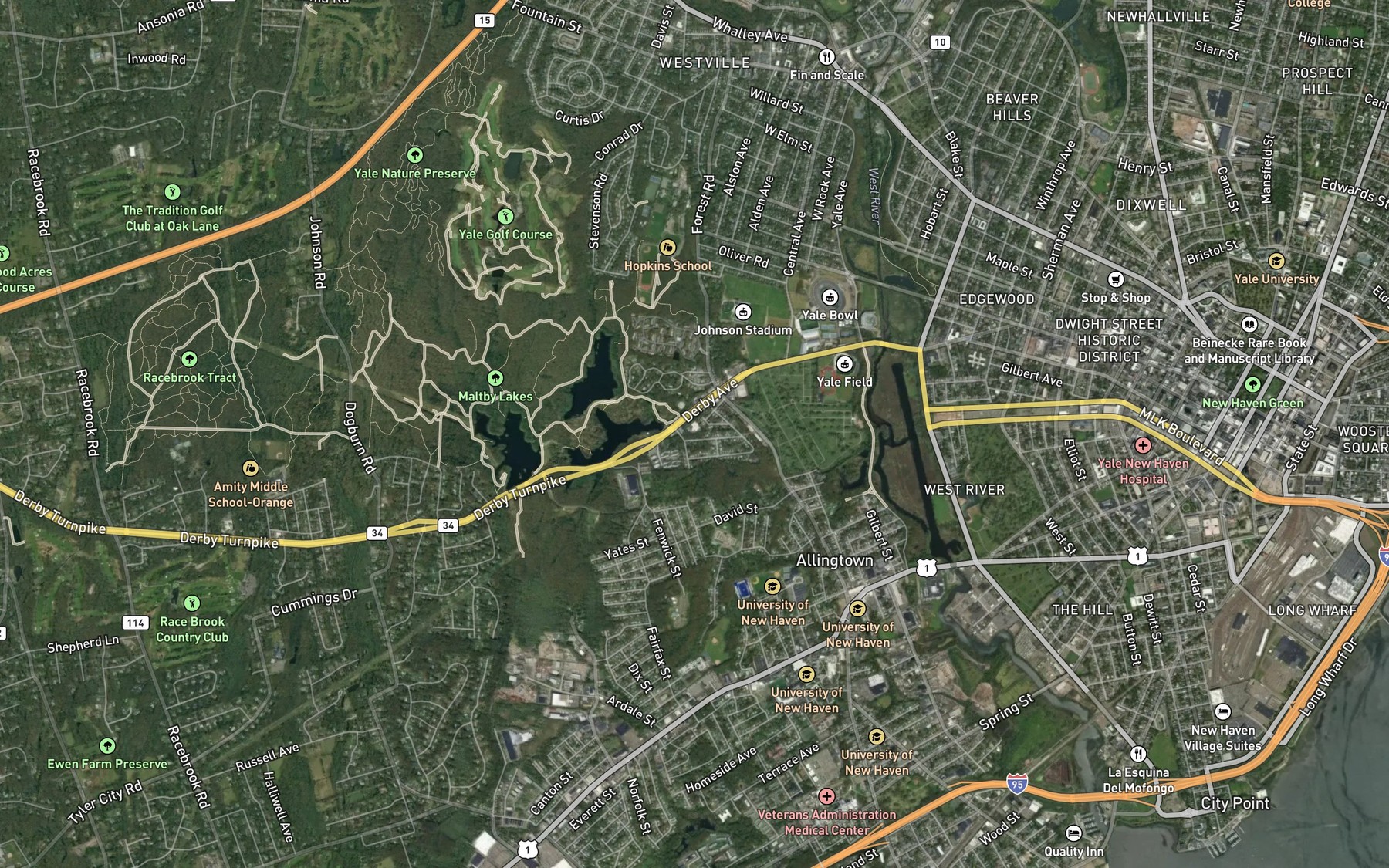Satellite map of the Maltby Lower Lake