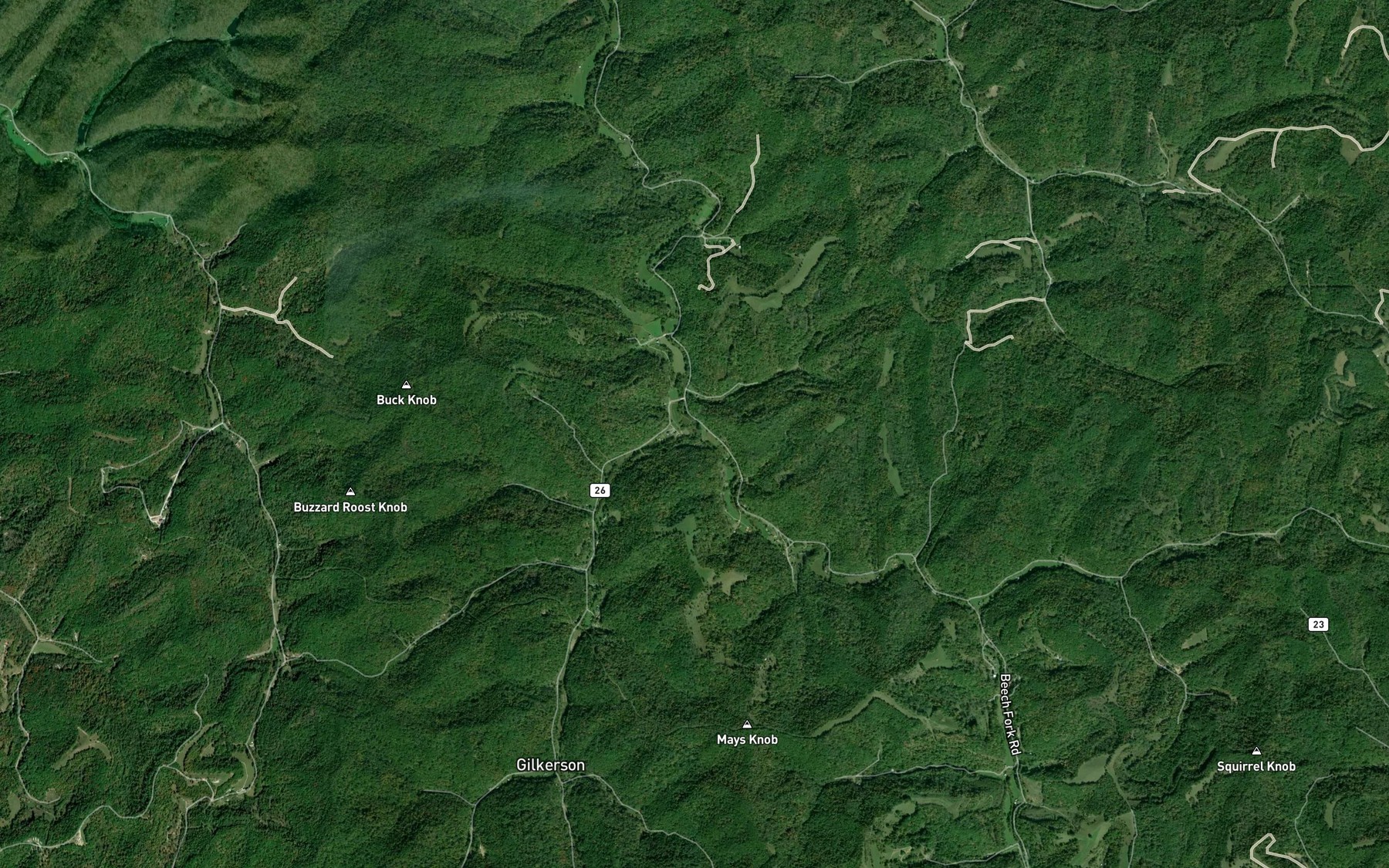 Satellite map of the Right Fork Beech Fork