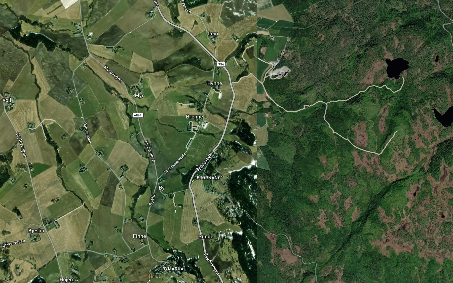 Satellite map of the Trodalsbekken