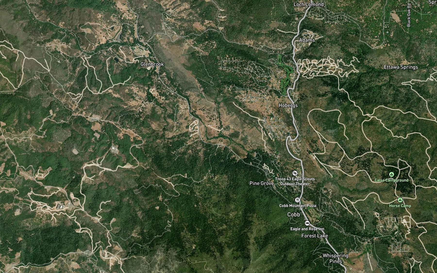 Satellite map of the Rush Creek