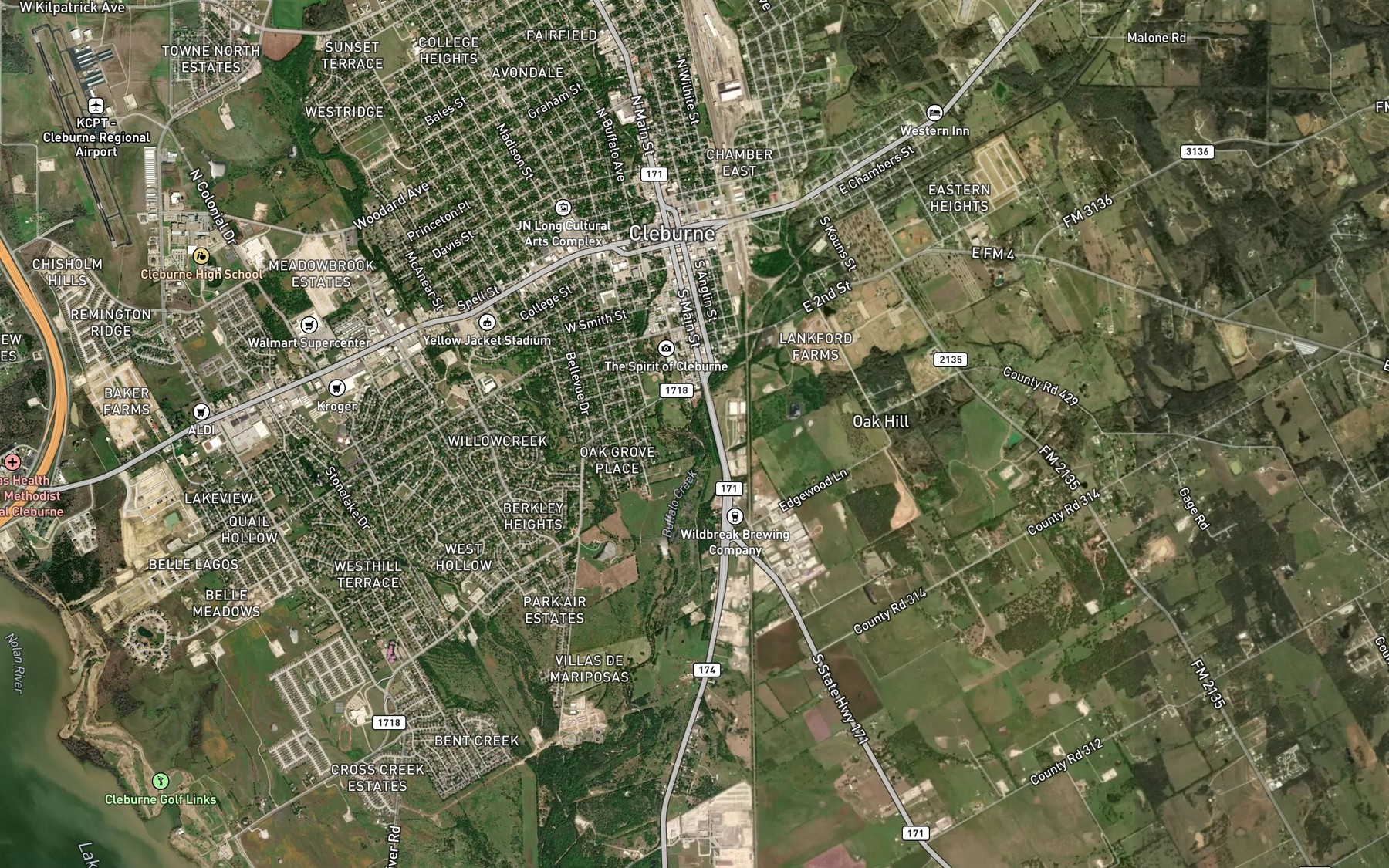 Satellite map of the East Buffalo Creek