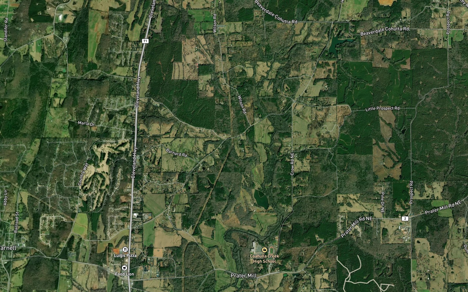 Satellite map of the Pitner Branch