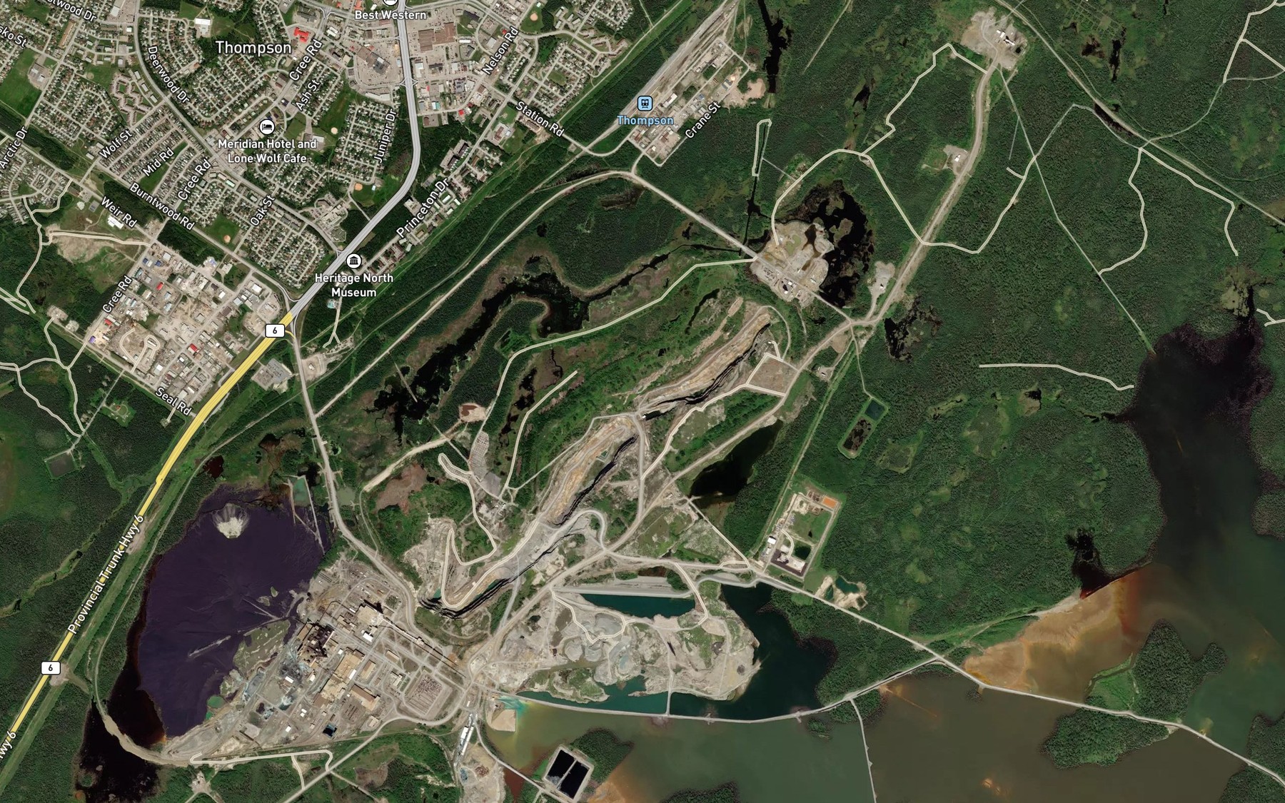 Satellite map of the Thompson Lake