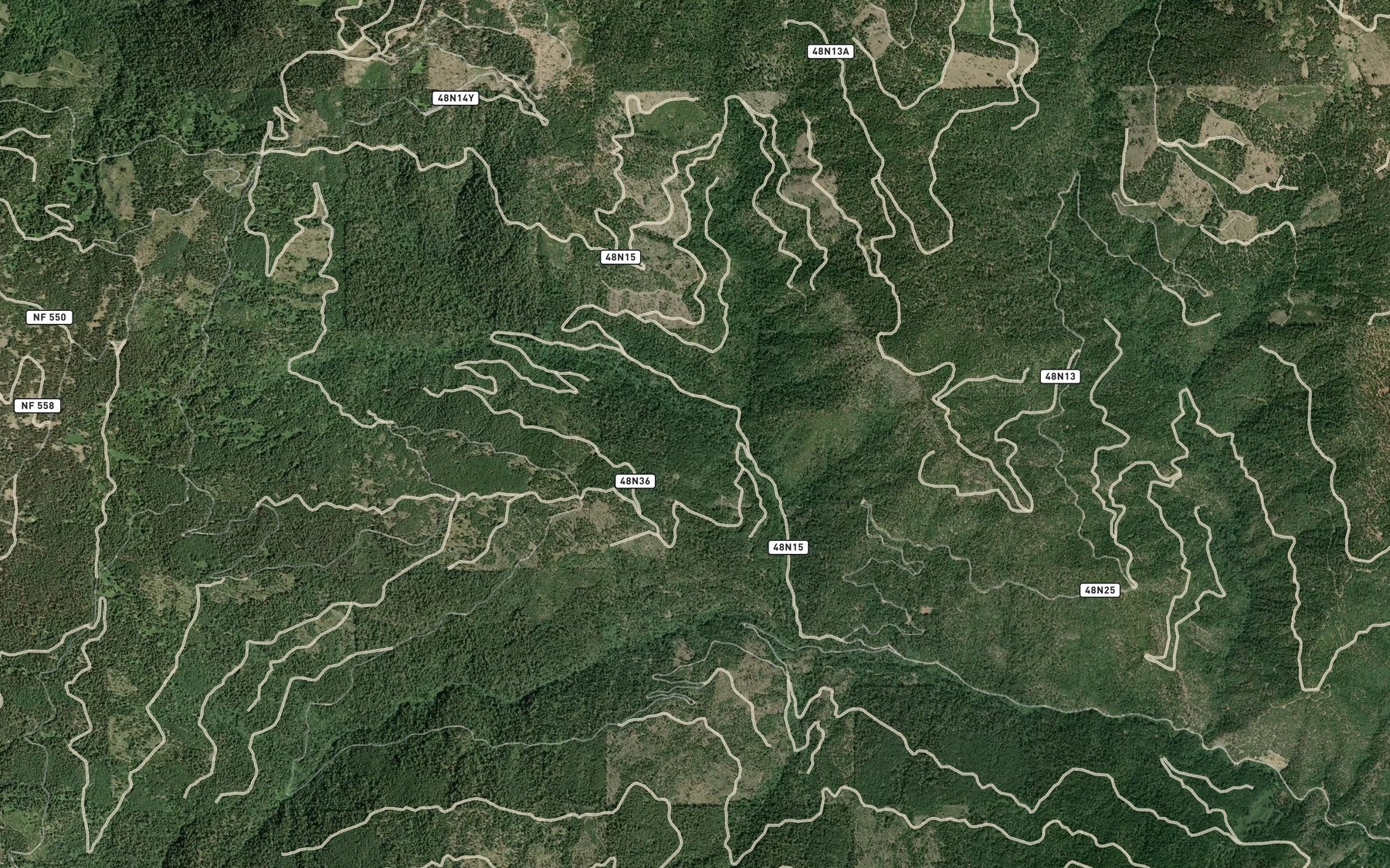 Satellite map of the Trapper Creek