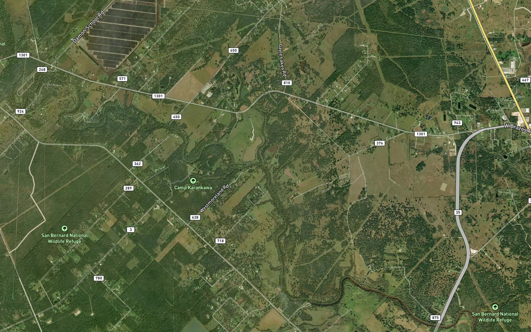 Satellite map of the Mound Creek