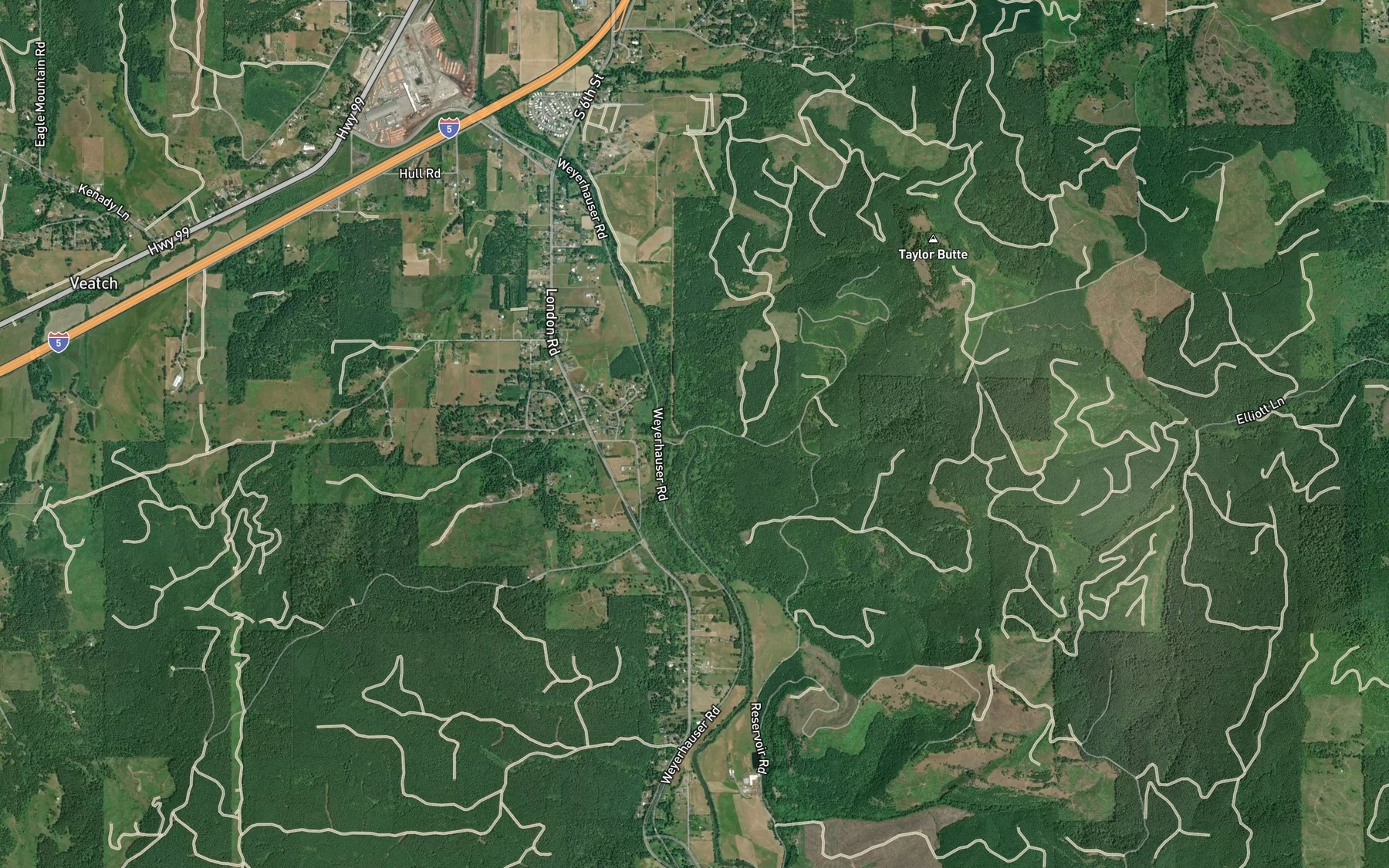 Satellite map of the Wallace Creek