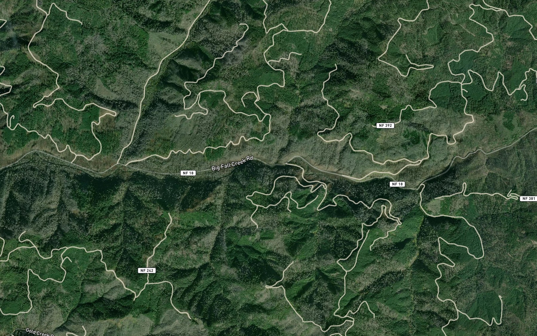 Satellite map of the Tiller Creek