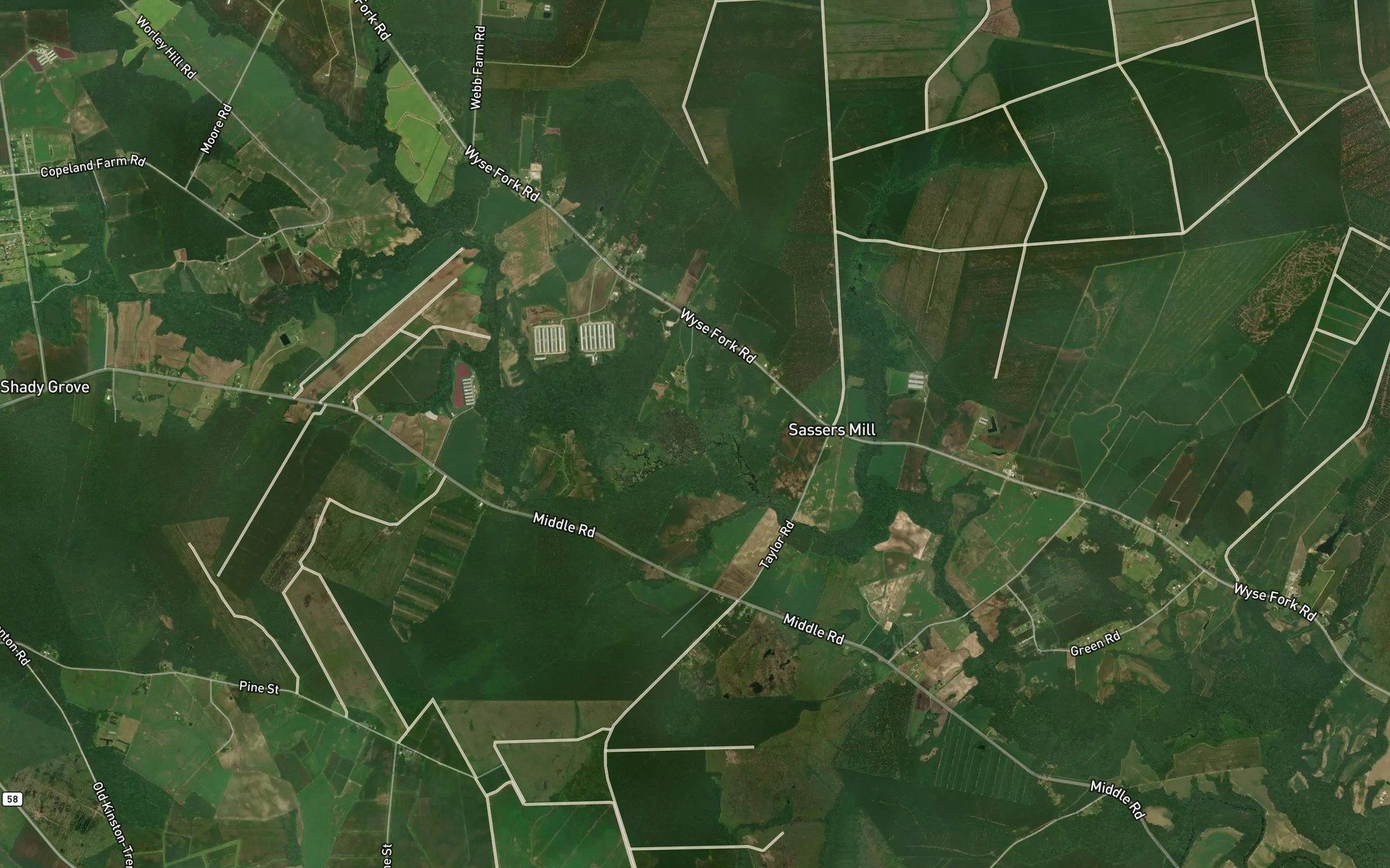 Satellite map of the Trace Branch