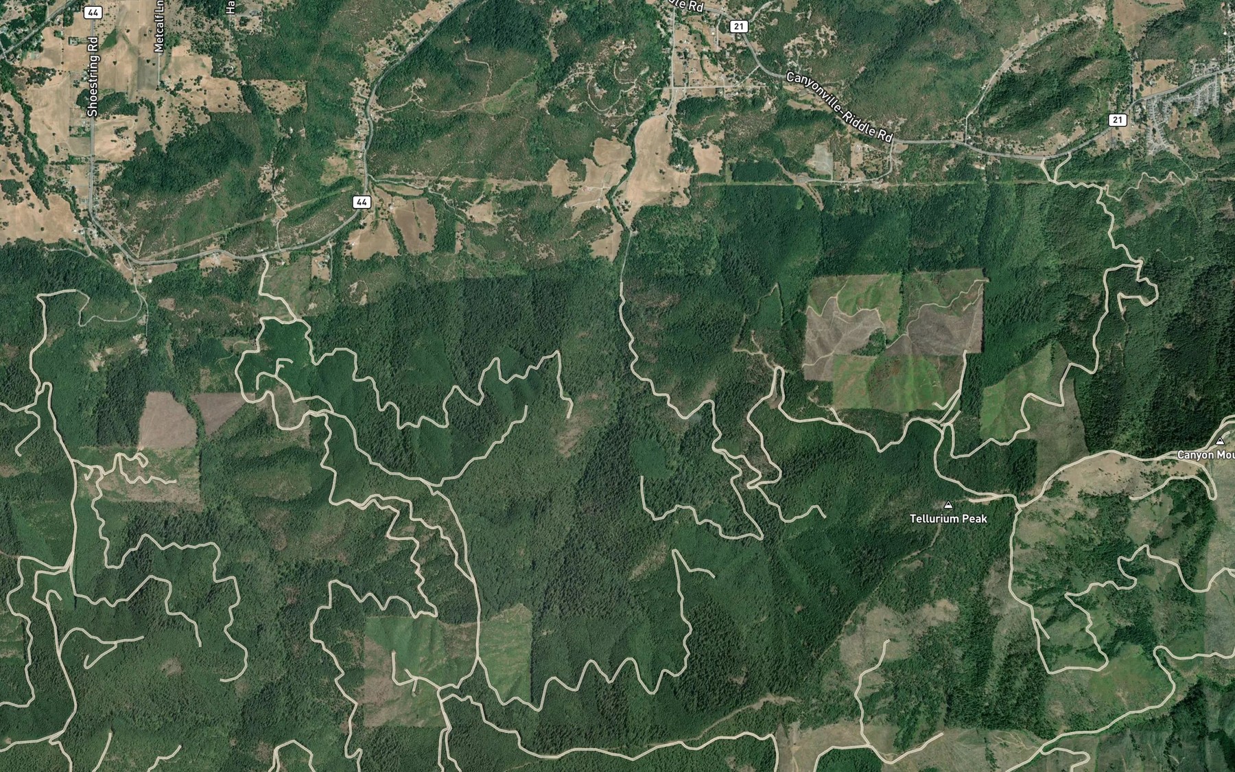 Satellite map of the Copper Creek