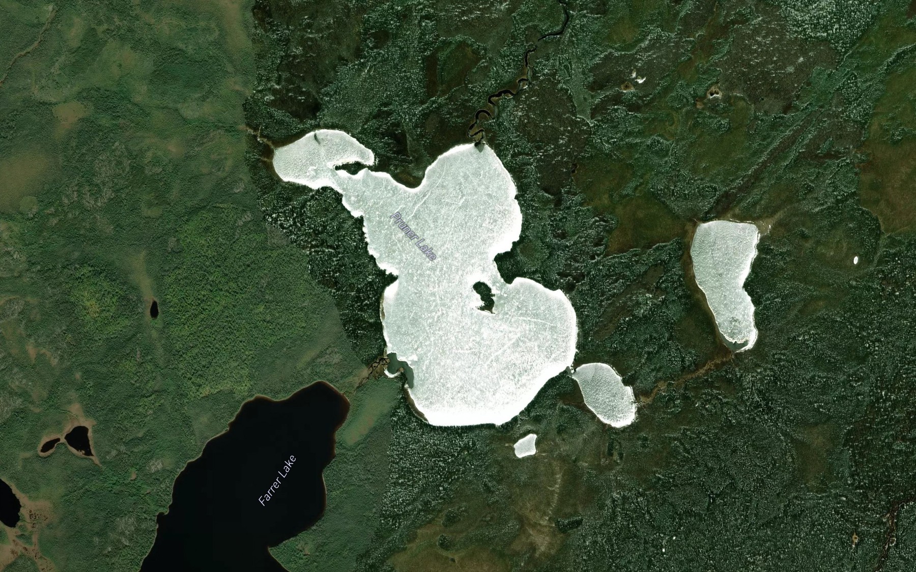 Satellite map of the Pruner Lake