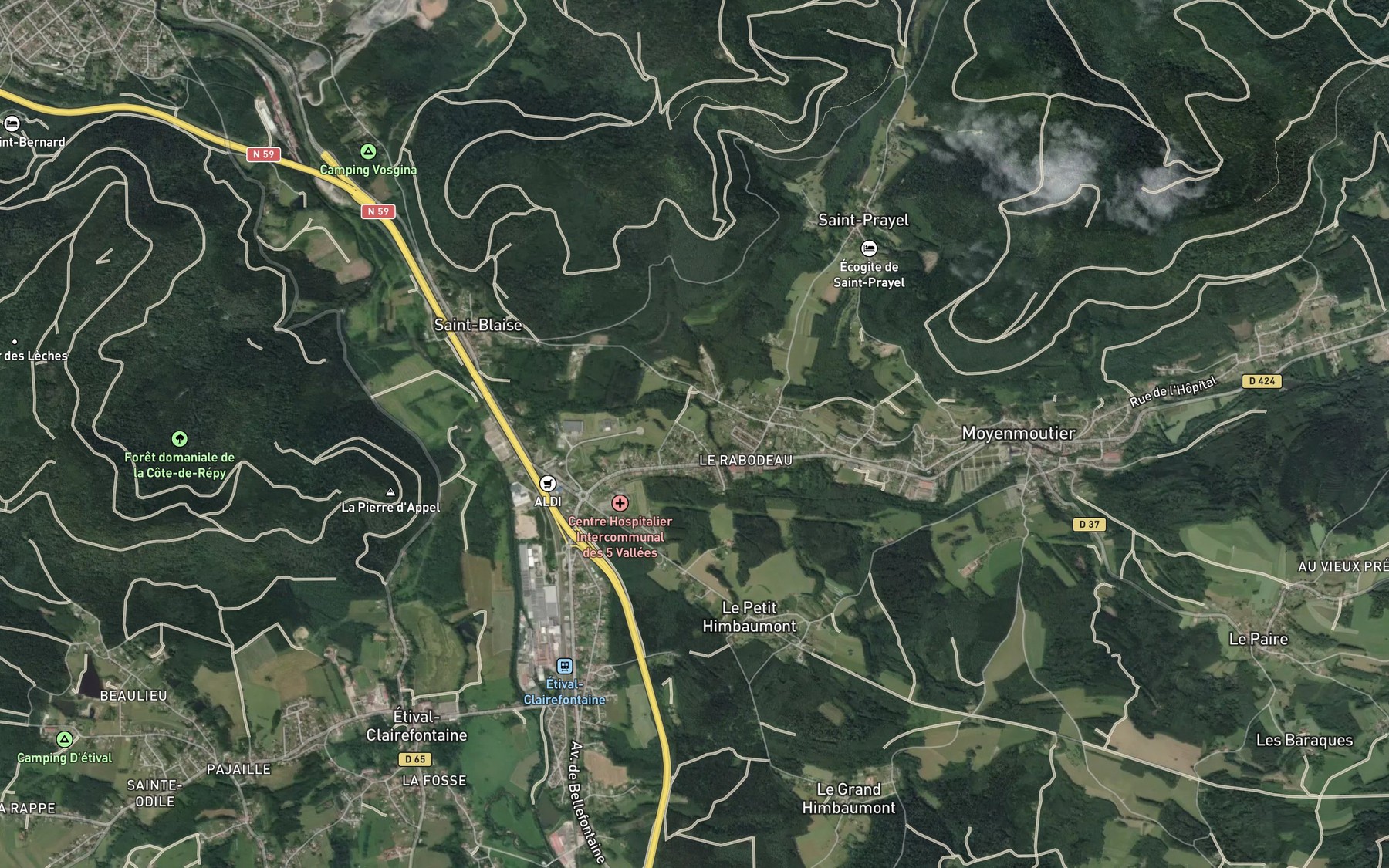 Satellite map of the Rabodeau