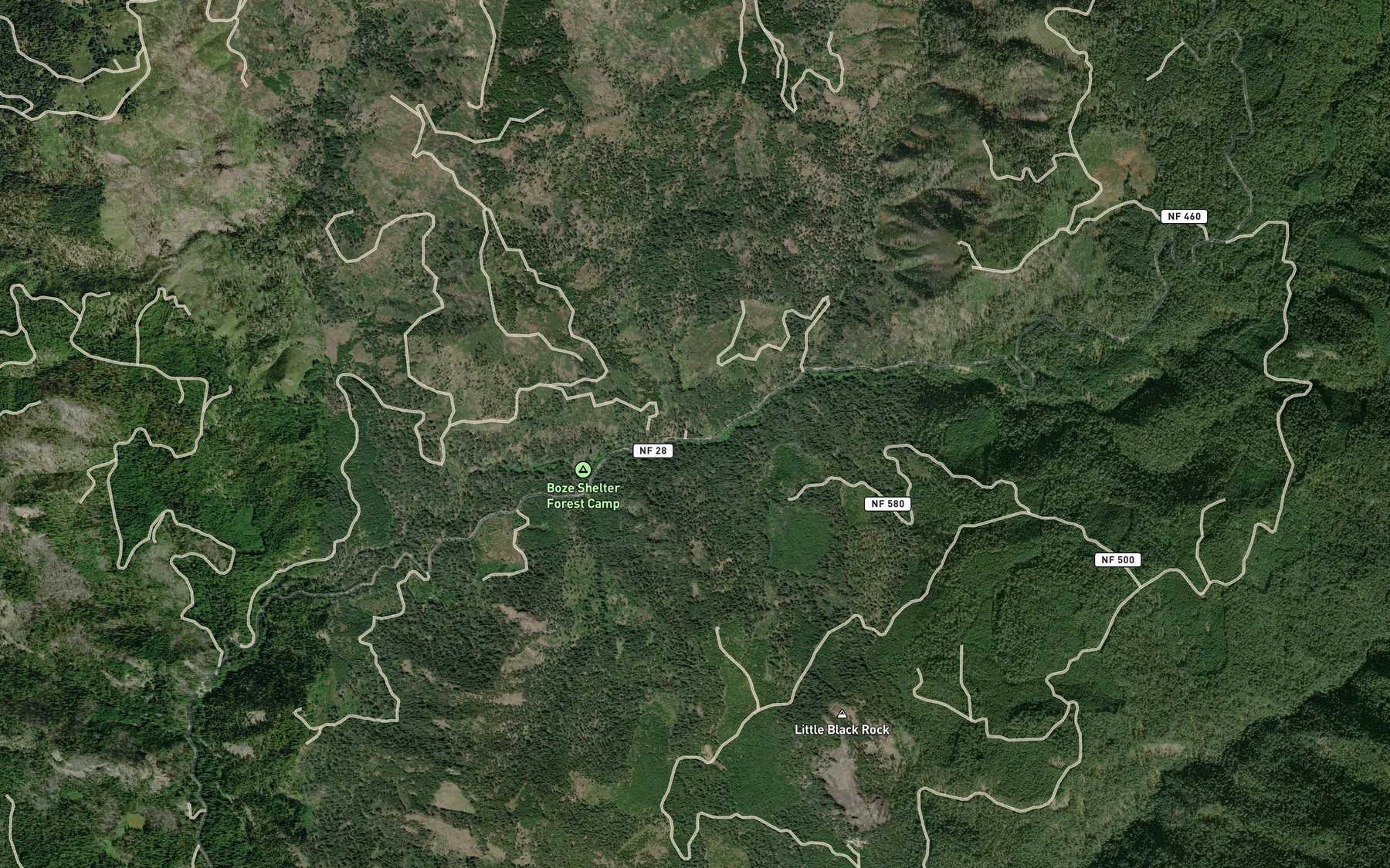 Satellite map of the Boze Creek