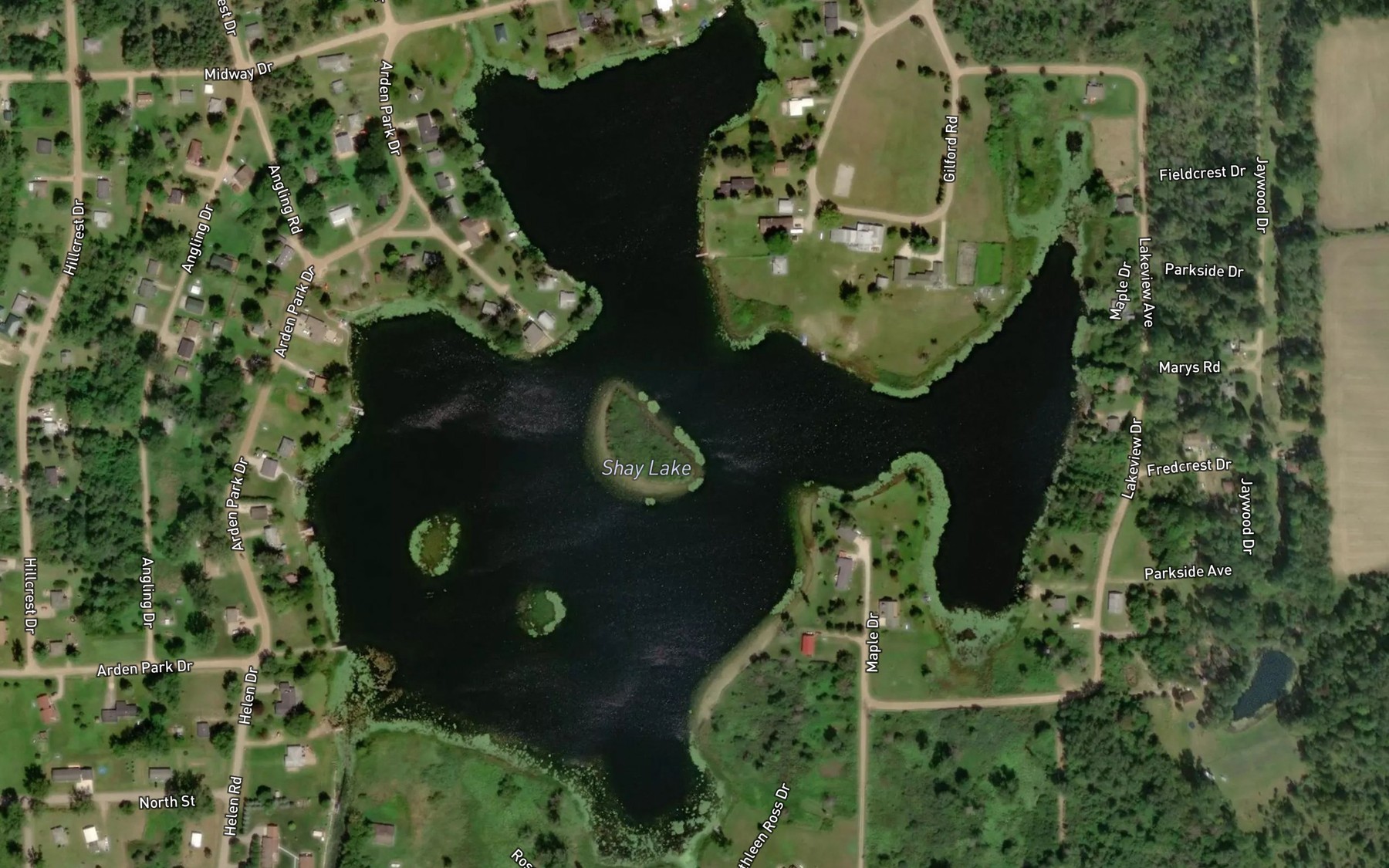 Satellite map of the Shay Lake