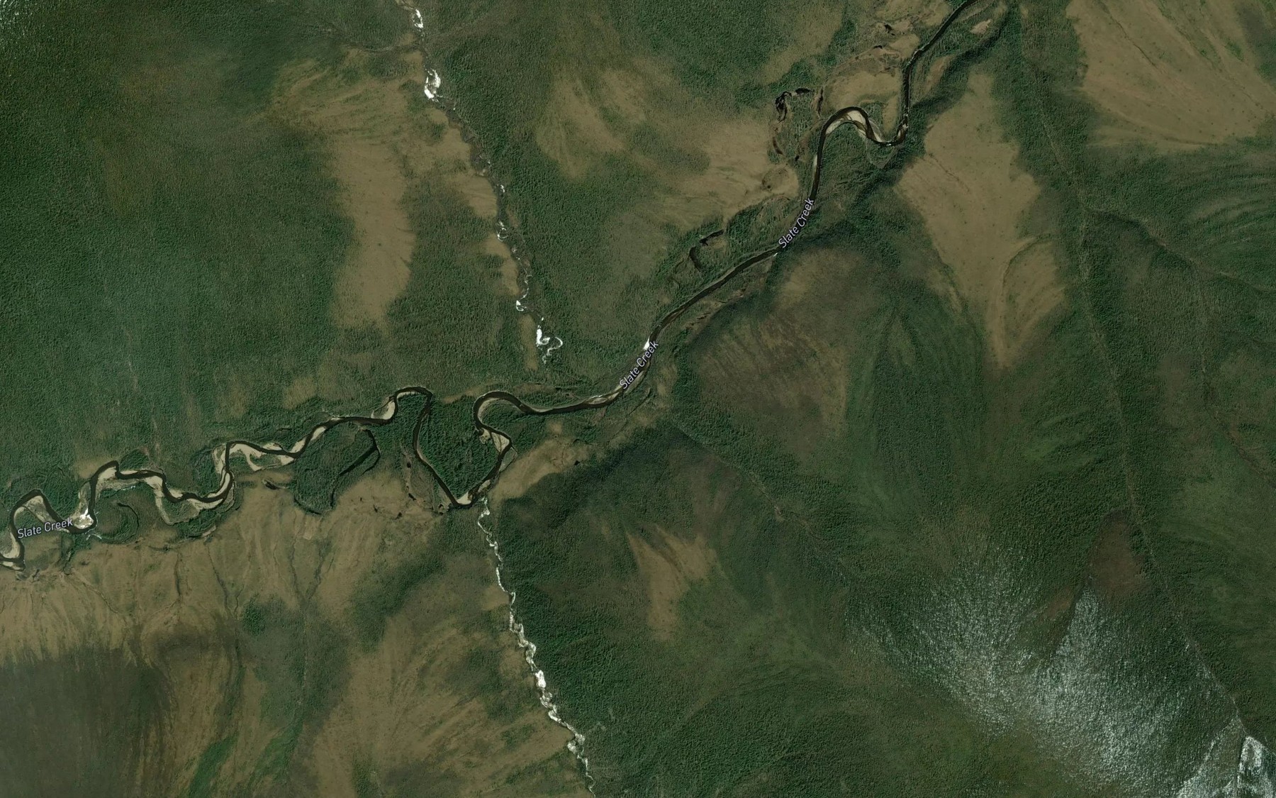 Satellite map of the Fourth of July Creek