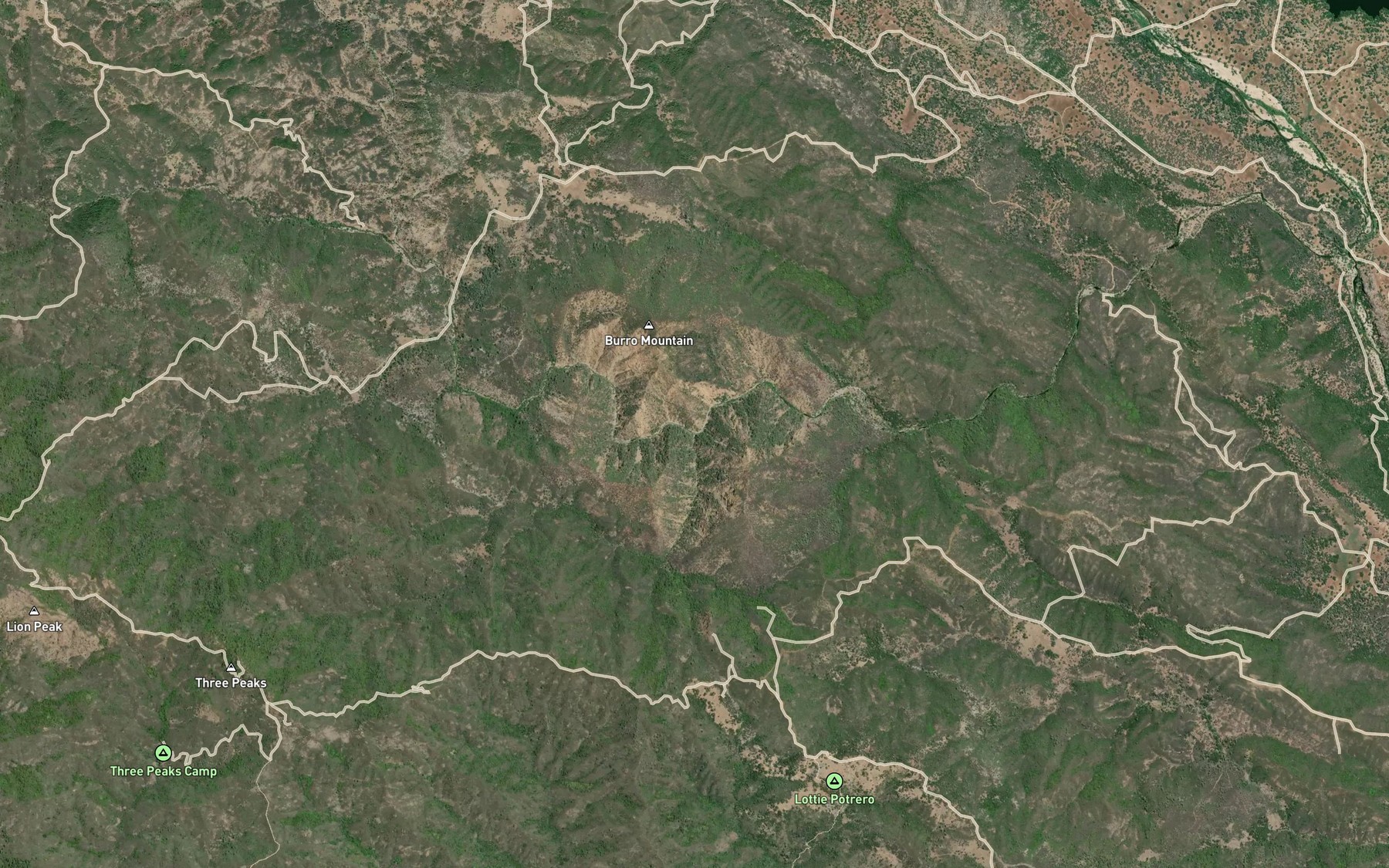 Satellite map of the Little Burros Creek