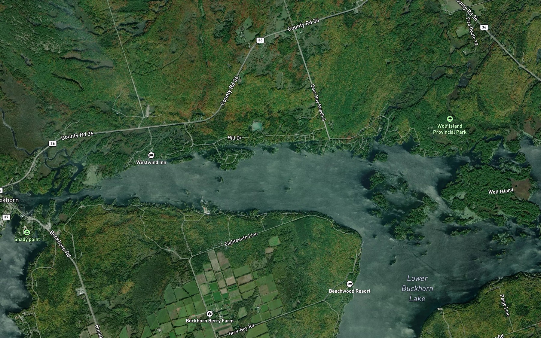 Satellite map of the Deer Bay Reach