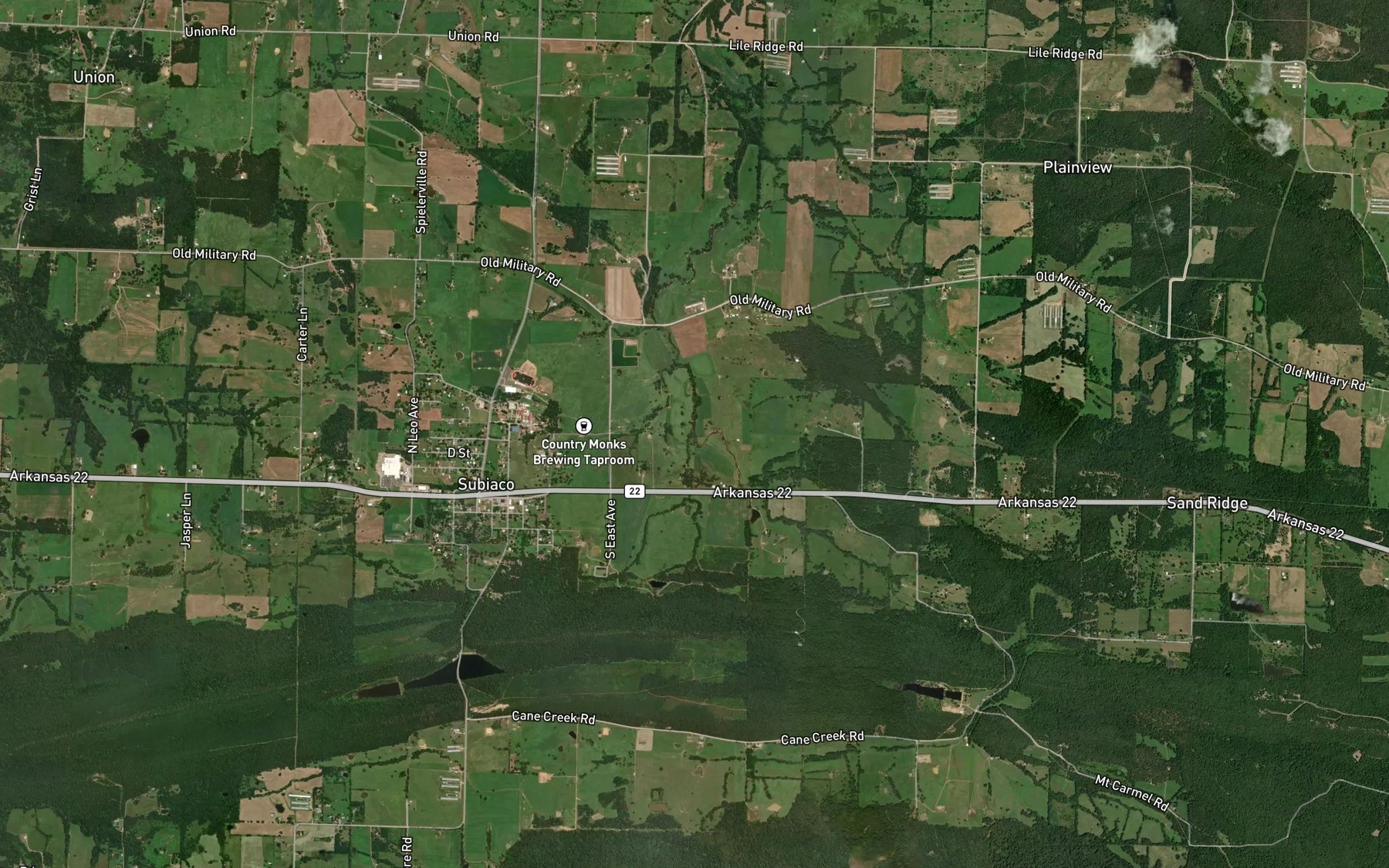 Satellite map of the West Fork Cane Creek