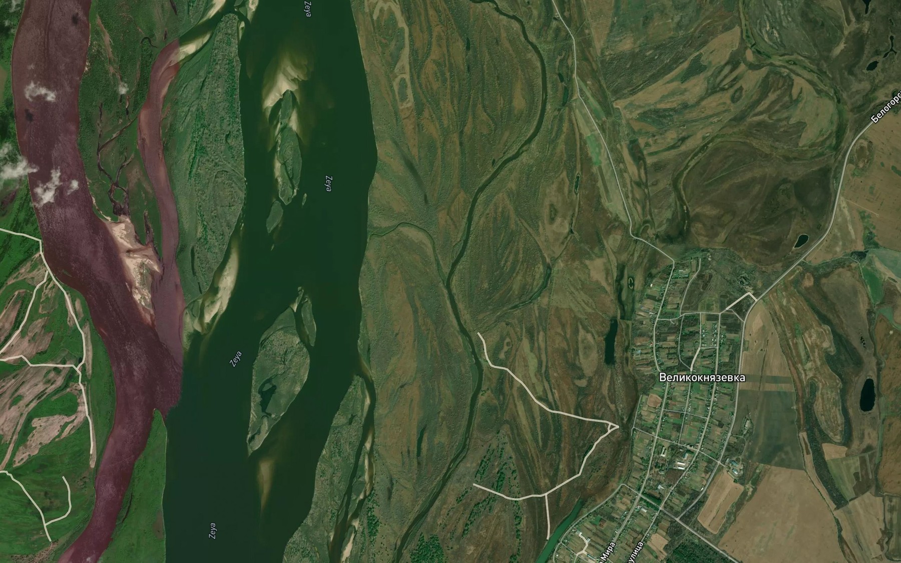 Satellite map of the Protoka Peschanka