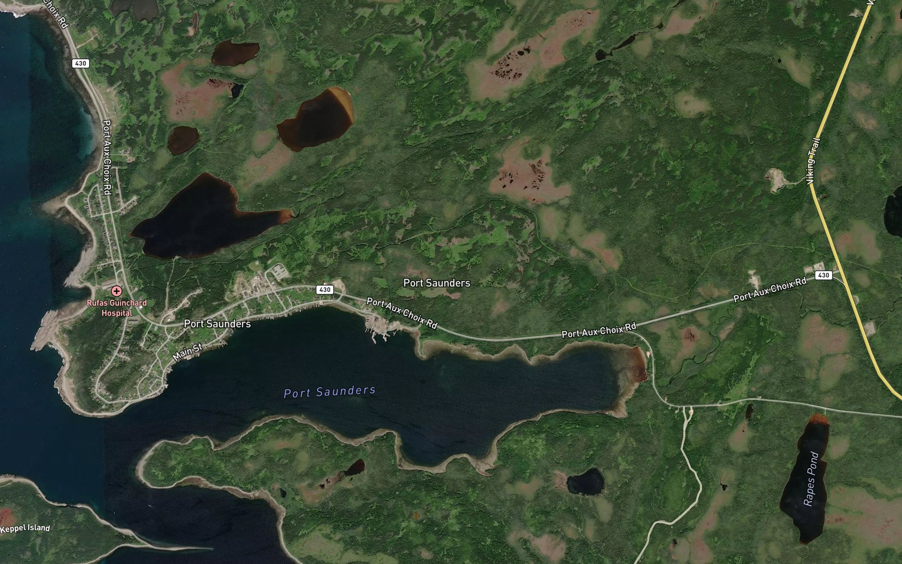Satellite map of the Port Saunders