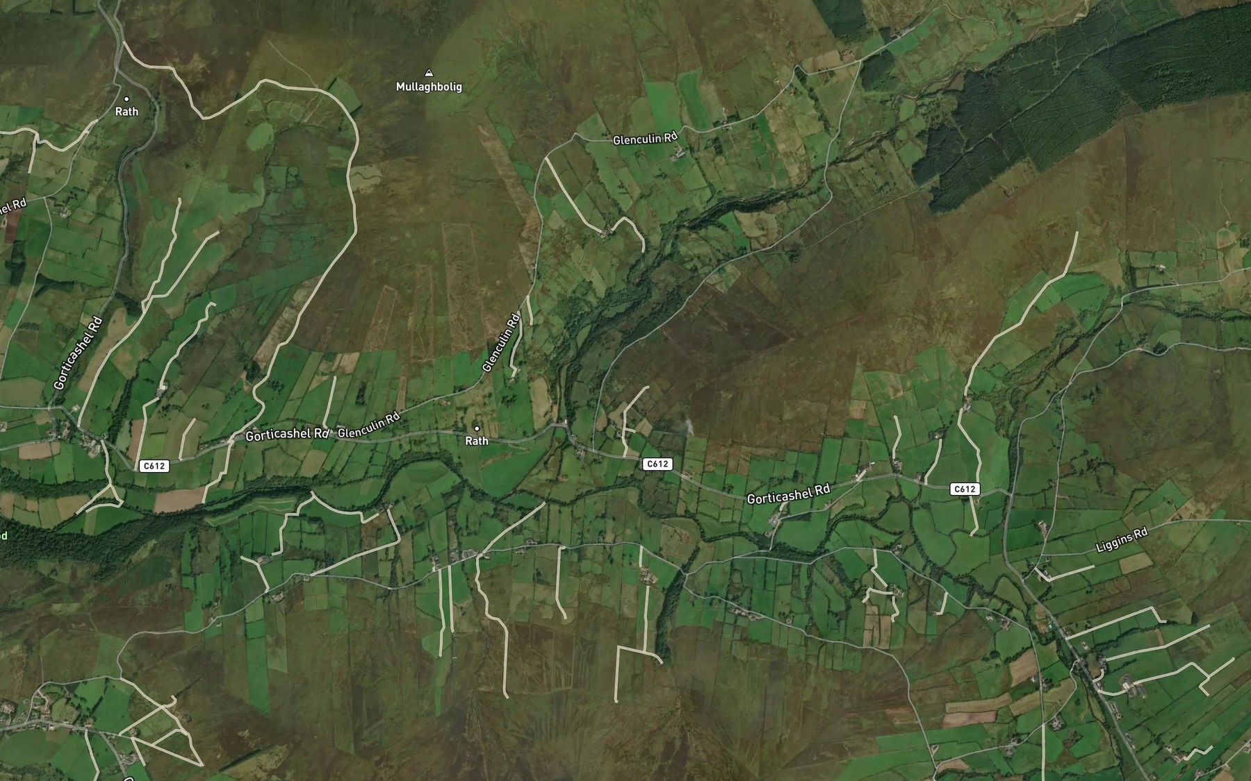 Satellite map of the Glenlark River