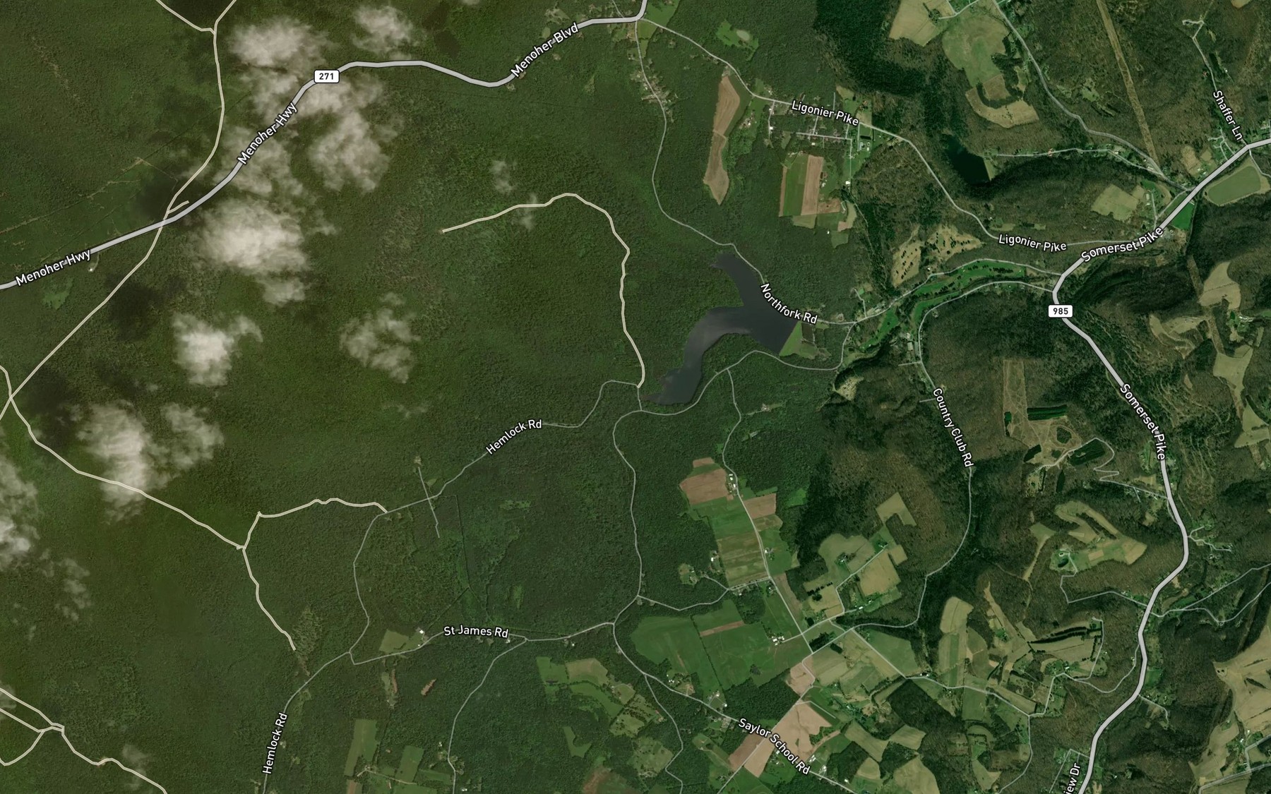 Satellite map of the Riffle Run