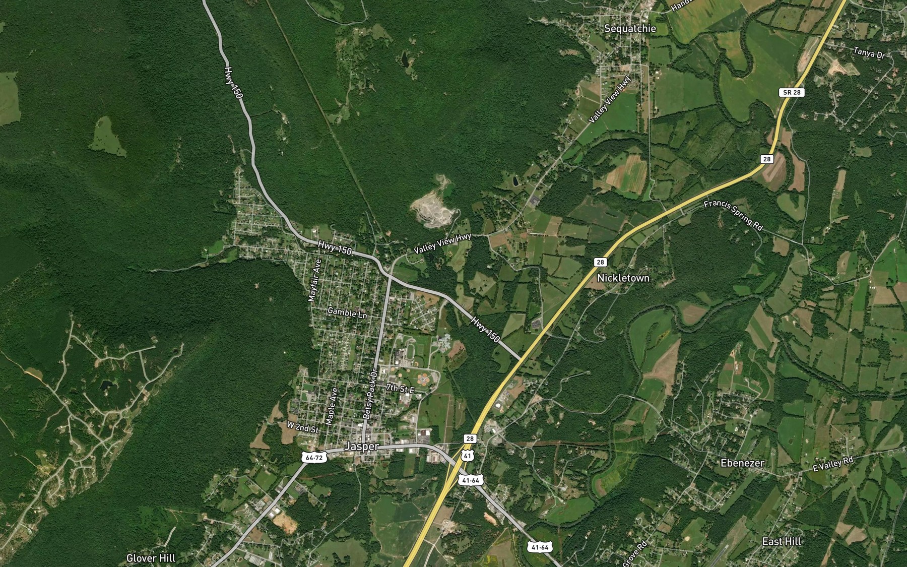 Satellite map of the Pryor Cove Branch