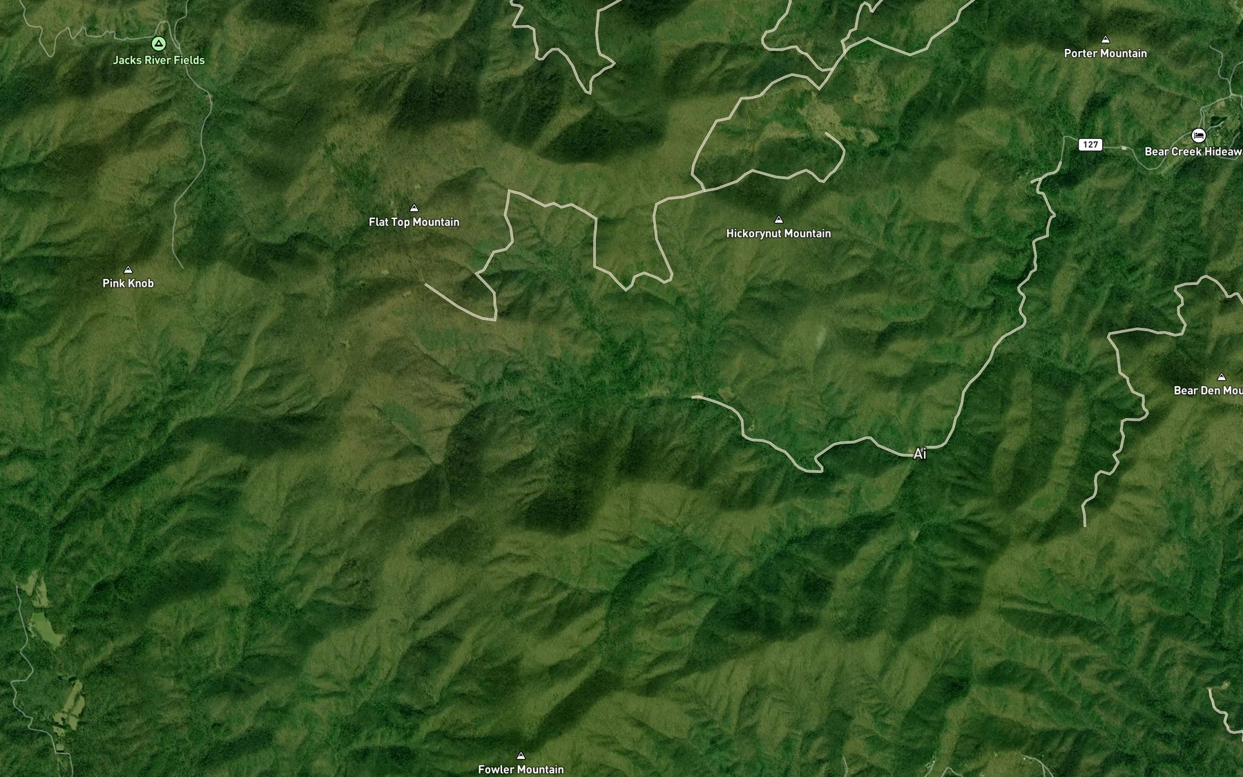 Satellite map of the Dugger Branch