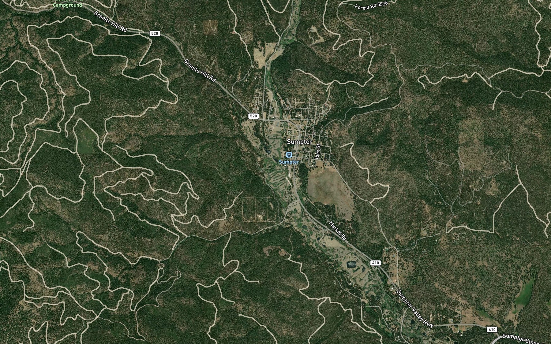 Satellite map of the McCully Fork