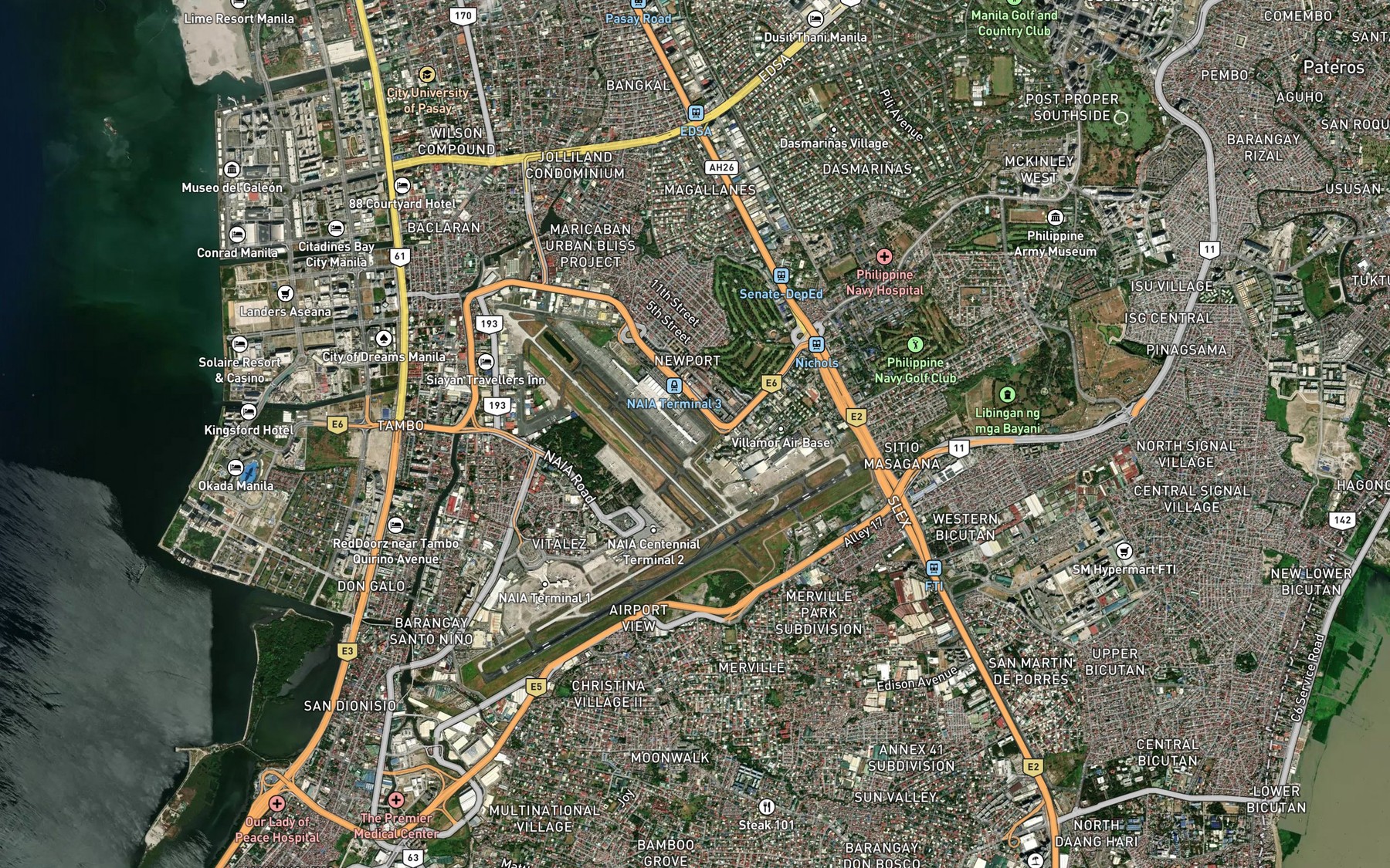 Satellite map of the Cut-cut Creek