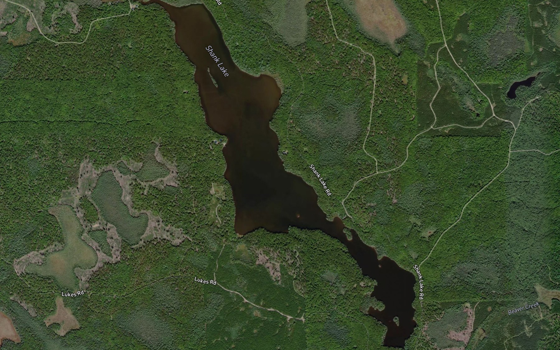 Satellite map of the Shank Lake