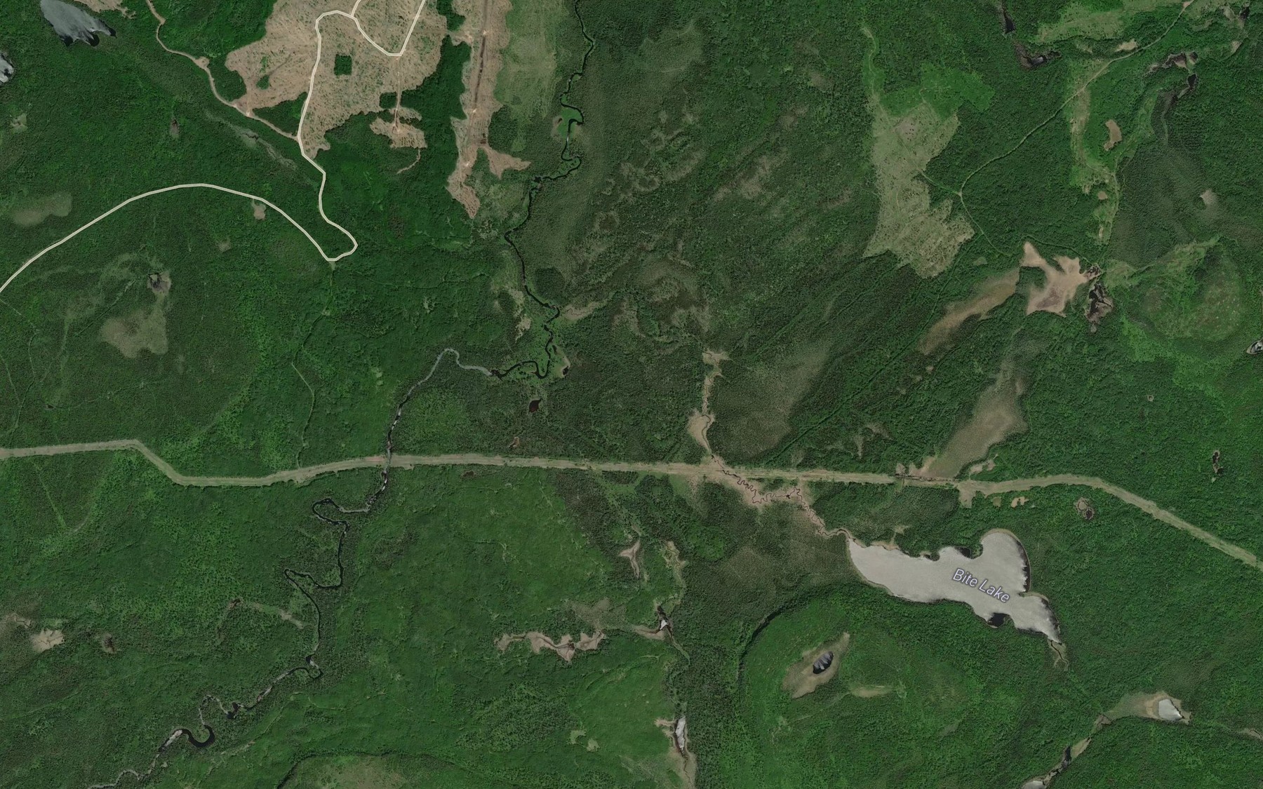 Satellite map of the Bite Creek