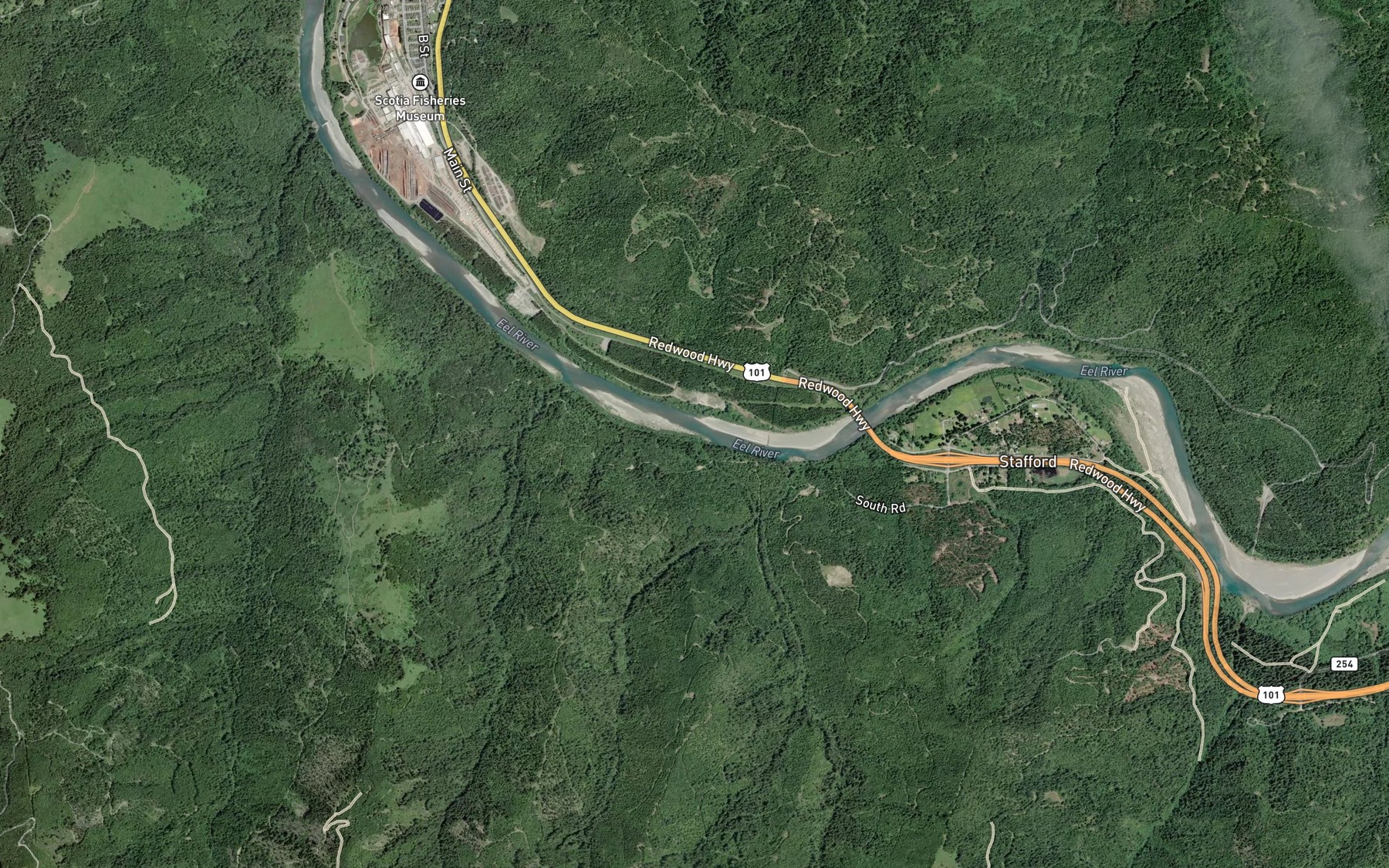 Satellite map of the Dinner Creek