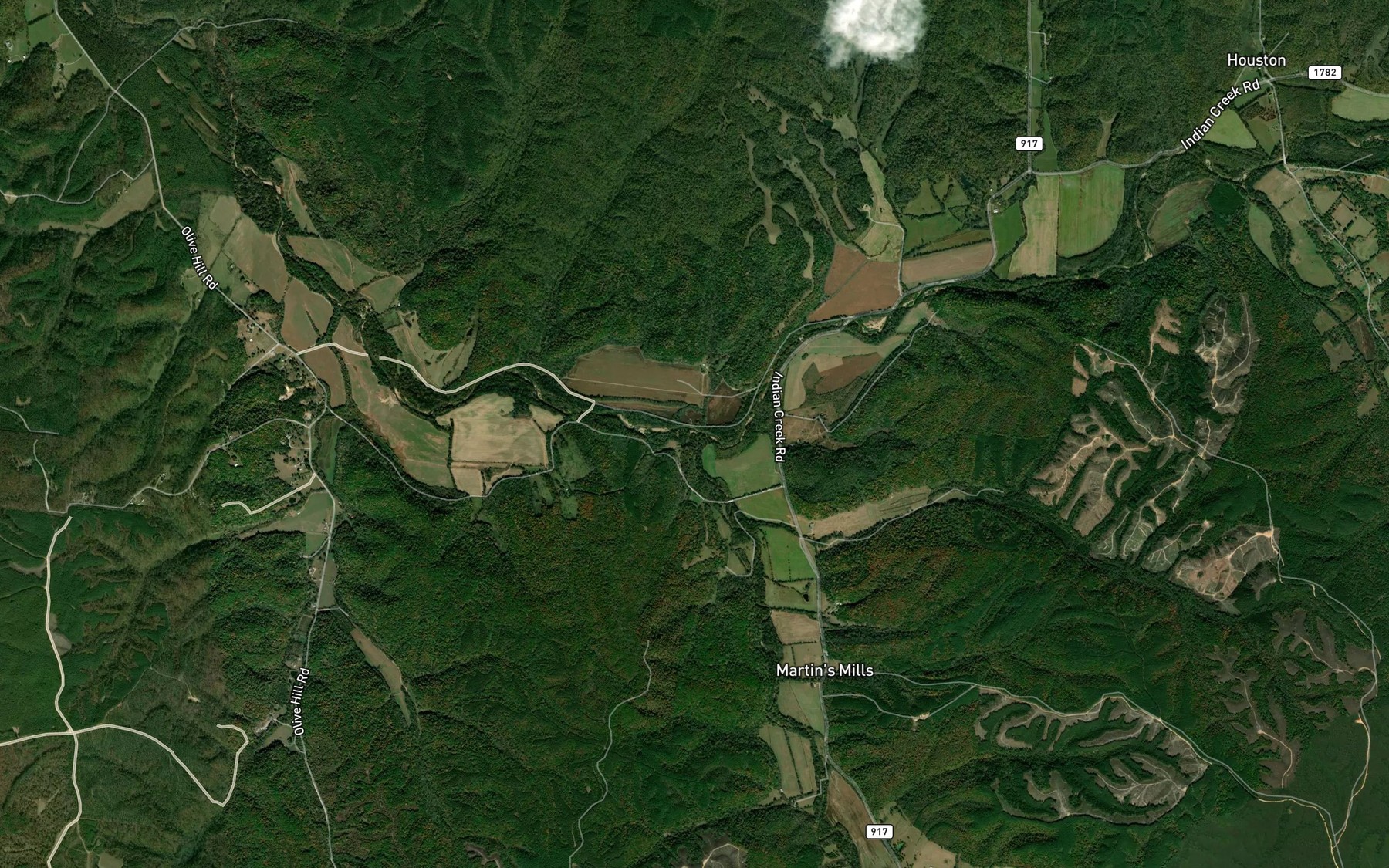 Satellite map of the Weatherford Creek