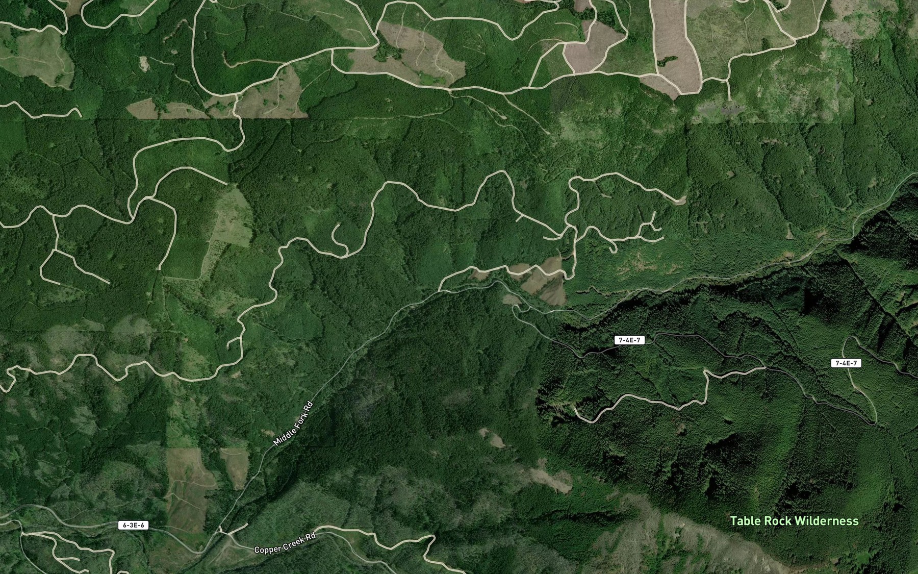 Satellite map of the Sucker Creek