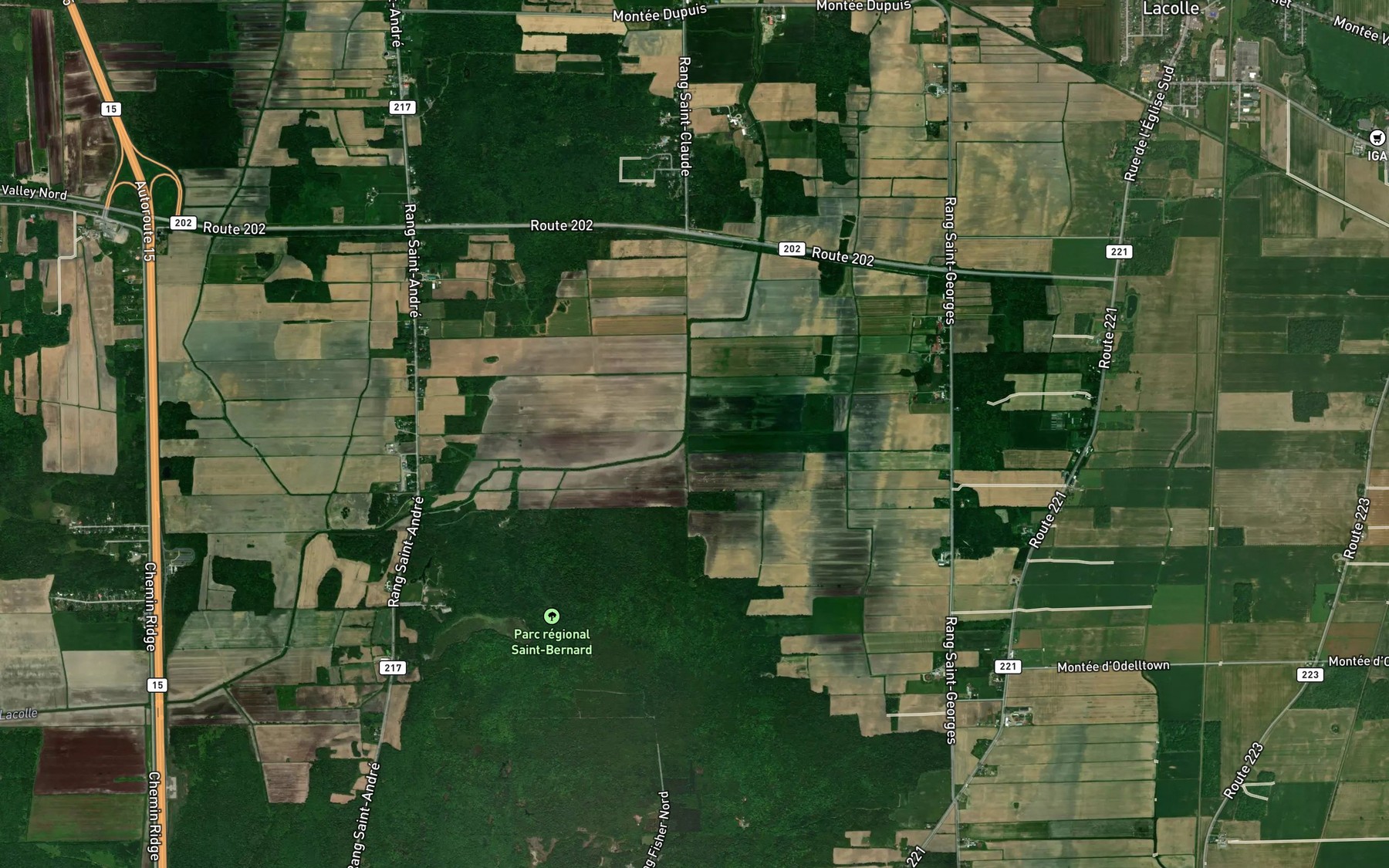Satellite map of the Ruisseau Poirier