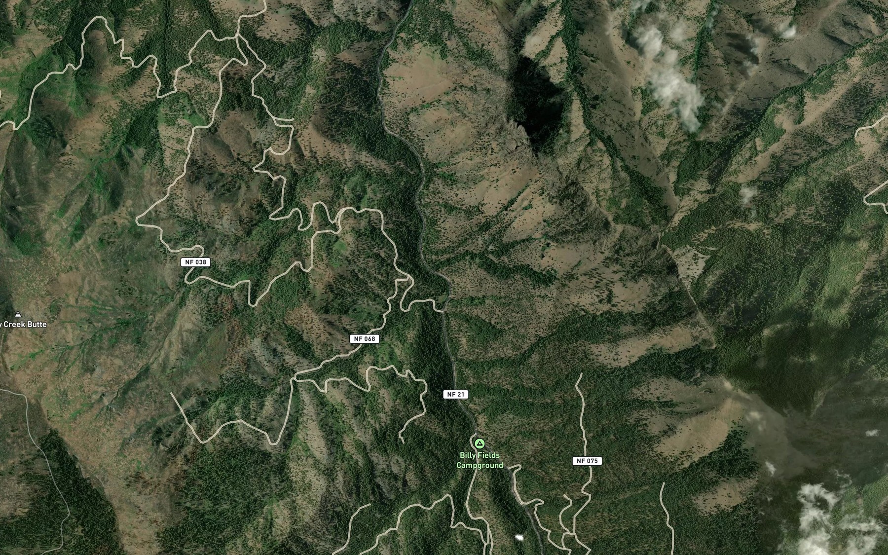 Satellite map of the Buck Cabin Creek