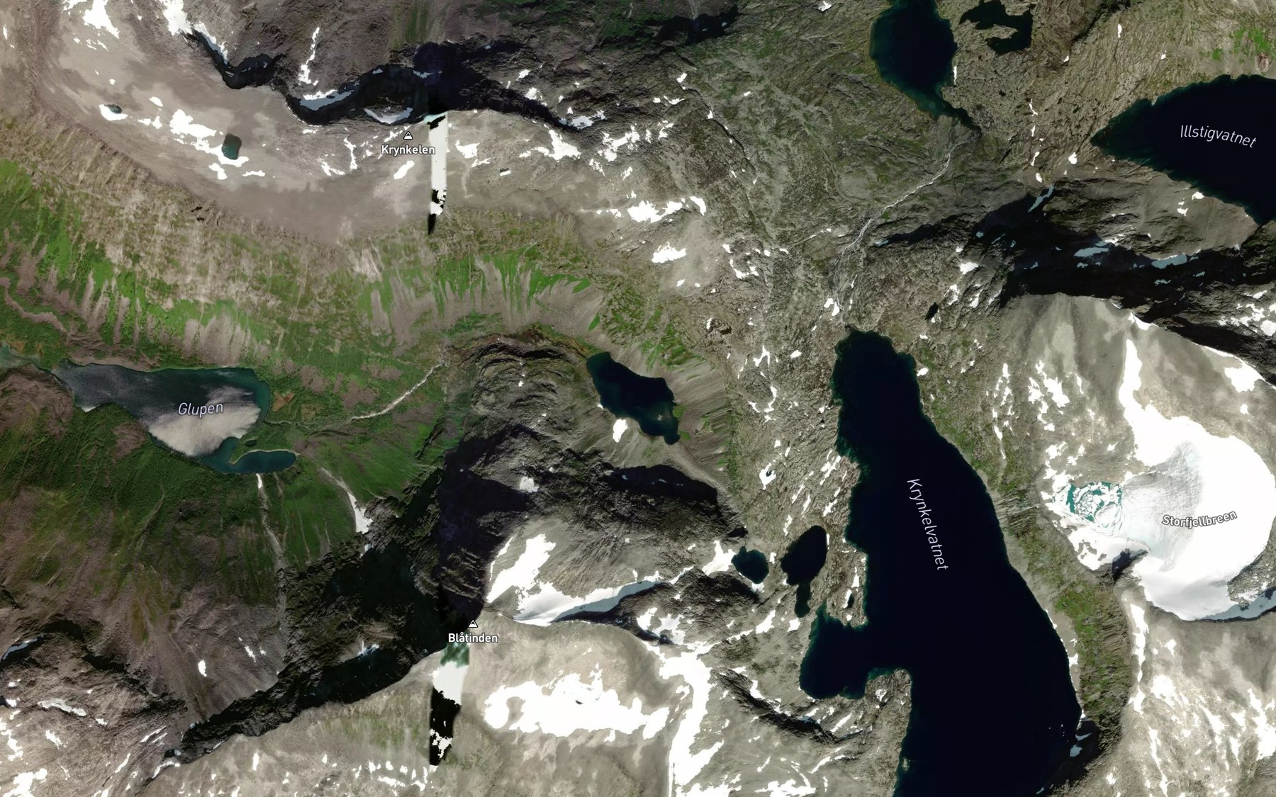 Satellite map of the Glupevatnet