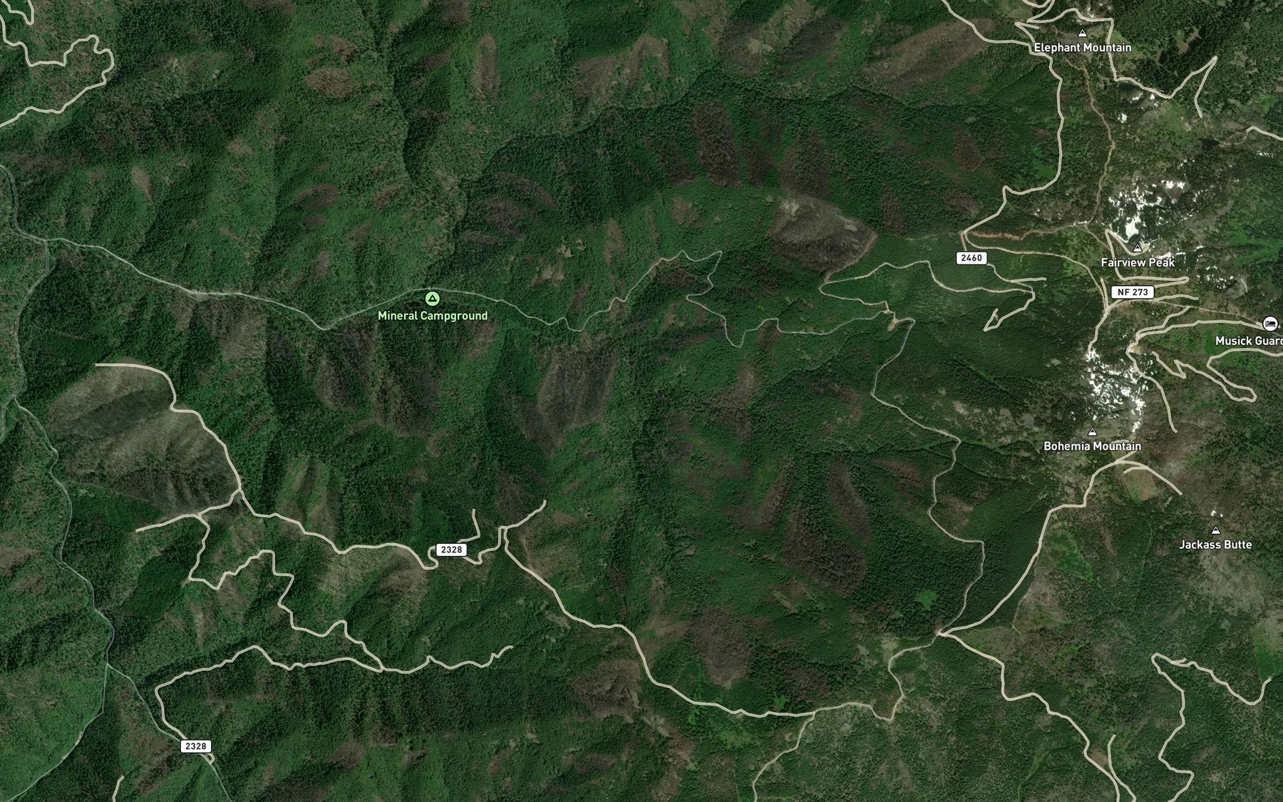Satellite map of the Puddin Creek