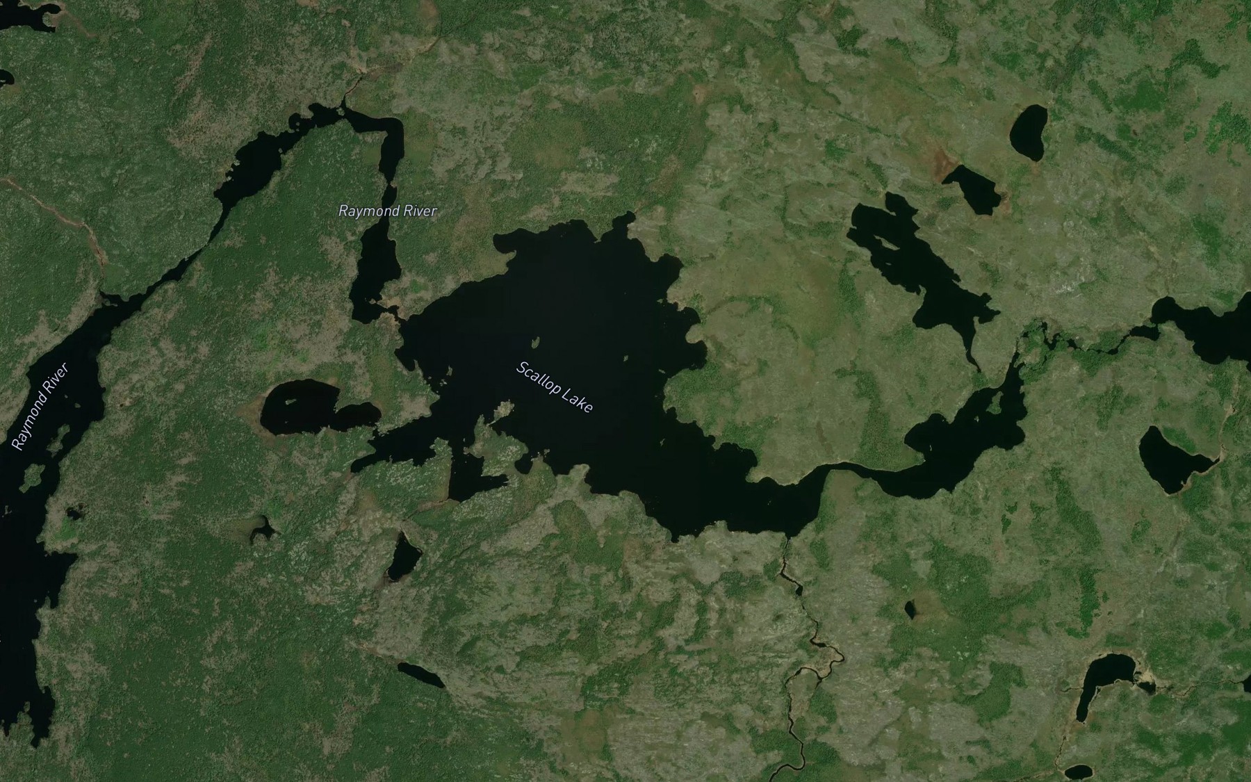 Satellite map of the Scallop Lake