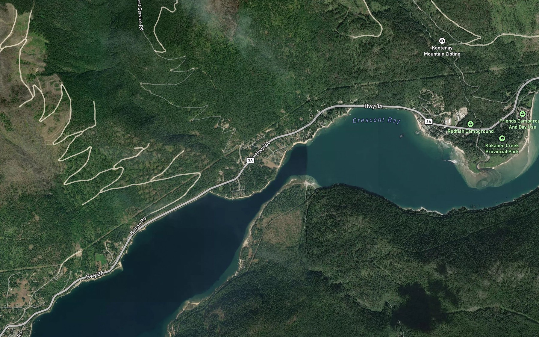 Satellite map of the Nine Mile Narrows