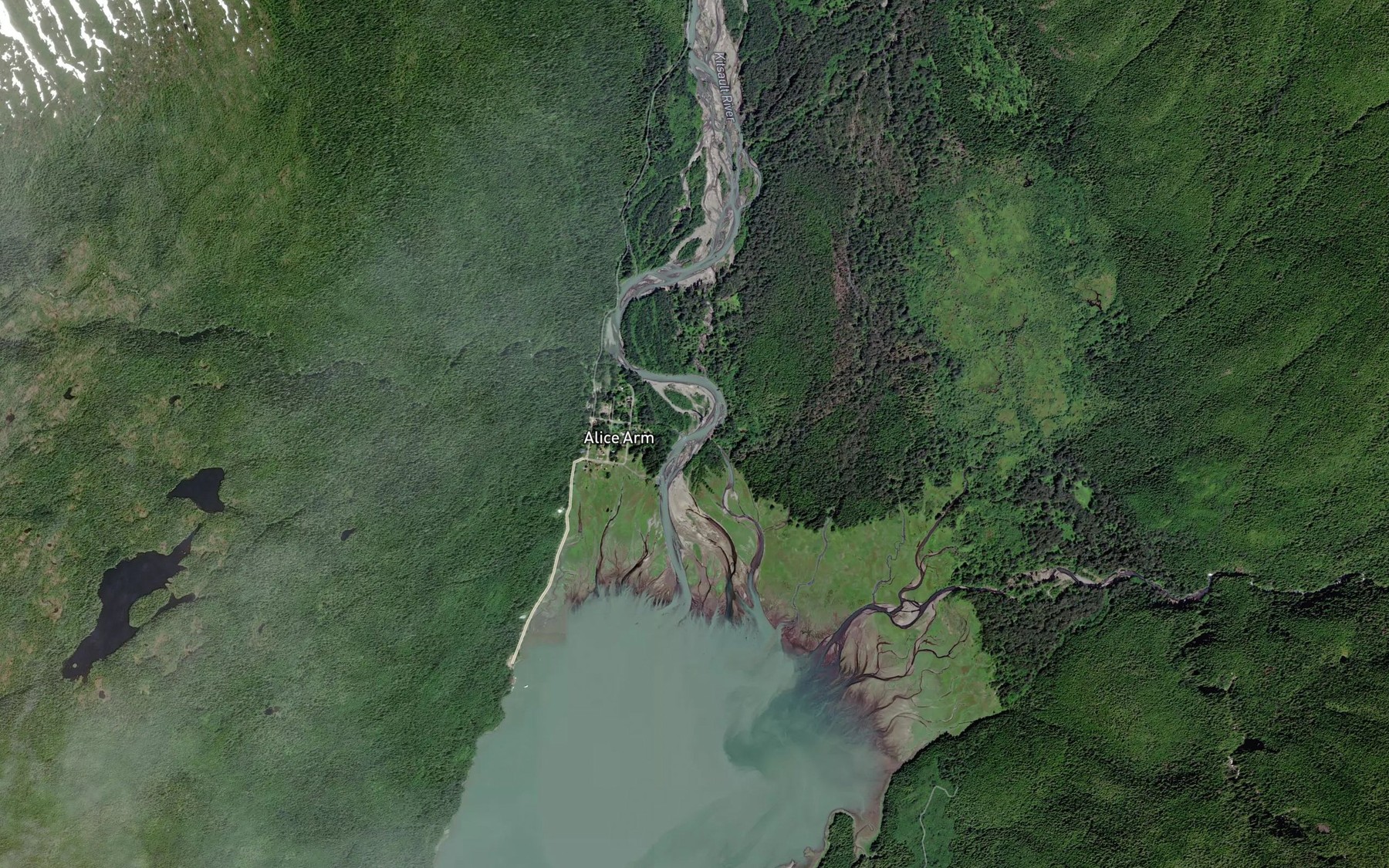 Satellite map of the Kitsault River