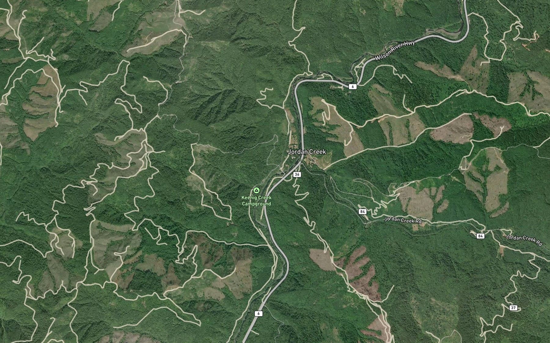 Satellite map of the Pennock Creek